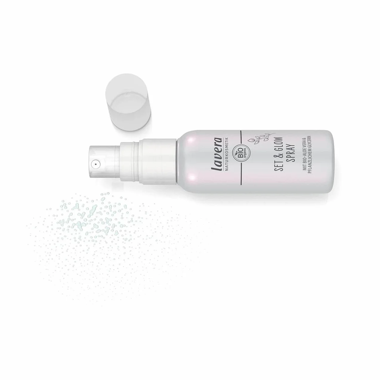 lavera Set & Glow Spray – utrwala makijaż – naturalne wykończenie – nawilżający – wegański – naturalny kosmetyk – 50 ml