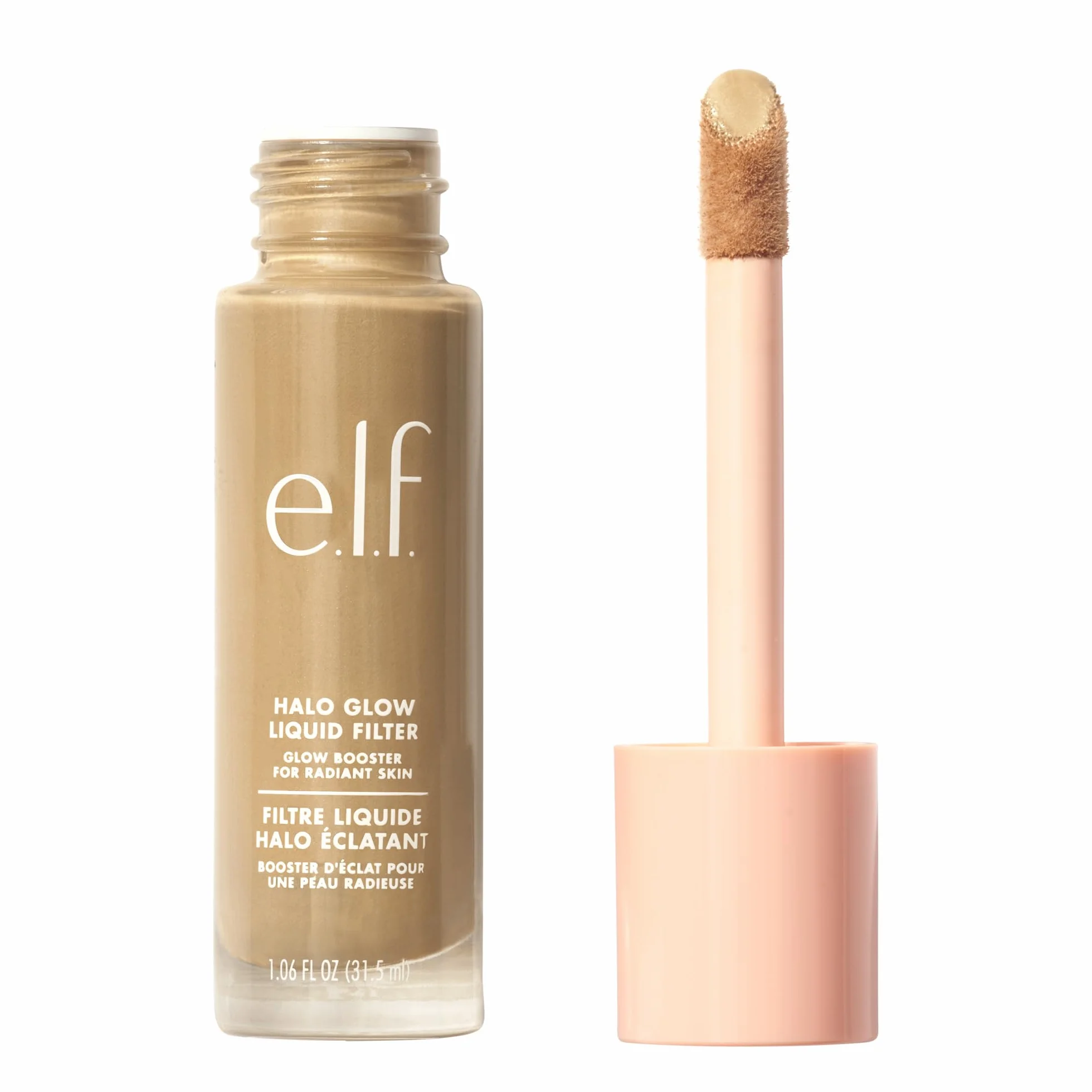 e.l.f. Halo Glow Liquid filtr do cery, promienny, miękki, skupiony wygląd, z kwasem hialuronowym, wegański i nietestowany na zwierzętach, 3,5 średni, 31,5 ml