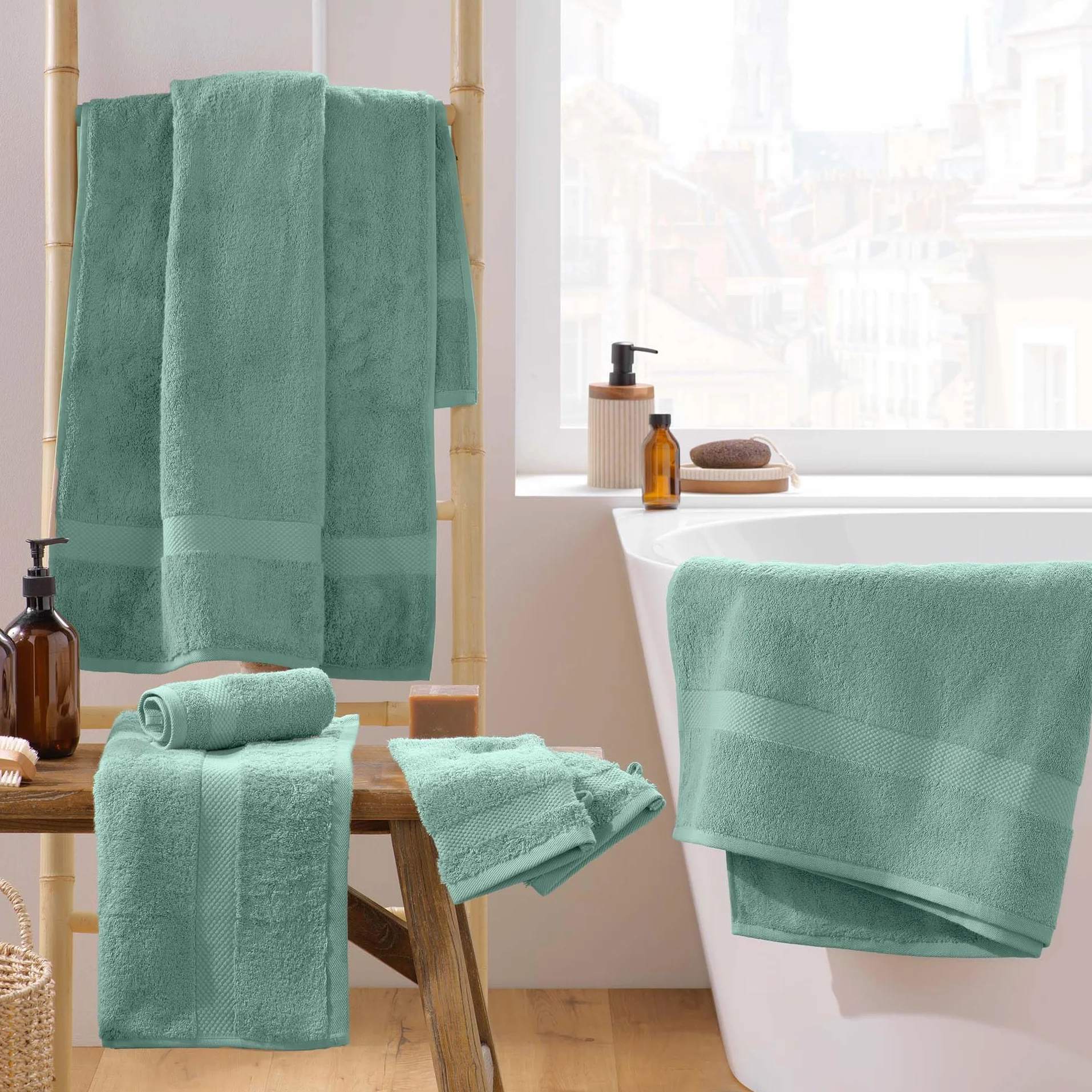Rękawice toaletowe Elegance Celadon 15x21 cm 100% bawełna gładka