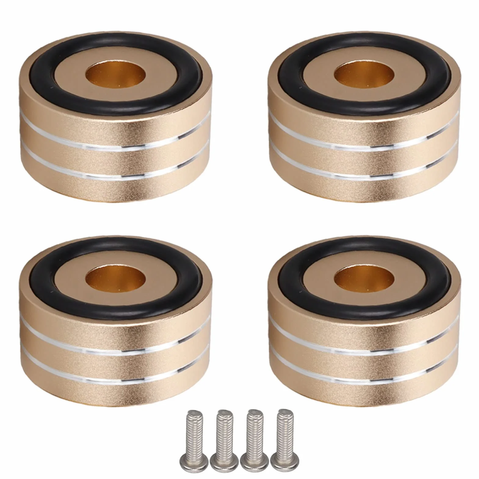 Dioche Premium -głośnik Izolacja Kolce Stojak Stopa - 4PCS 40x20 Mm Aluminium Aluminium Głośnikowe Podkładki Bazowe z gumą przeciwpoślizgową do Rejestratora Wzmacniacza DAC (GOLD)