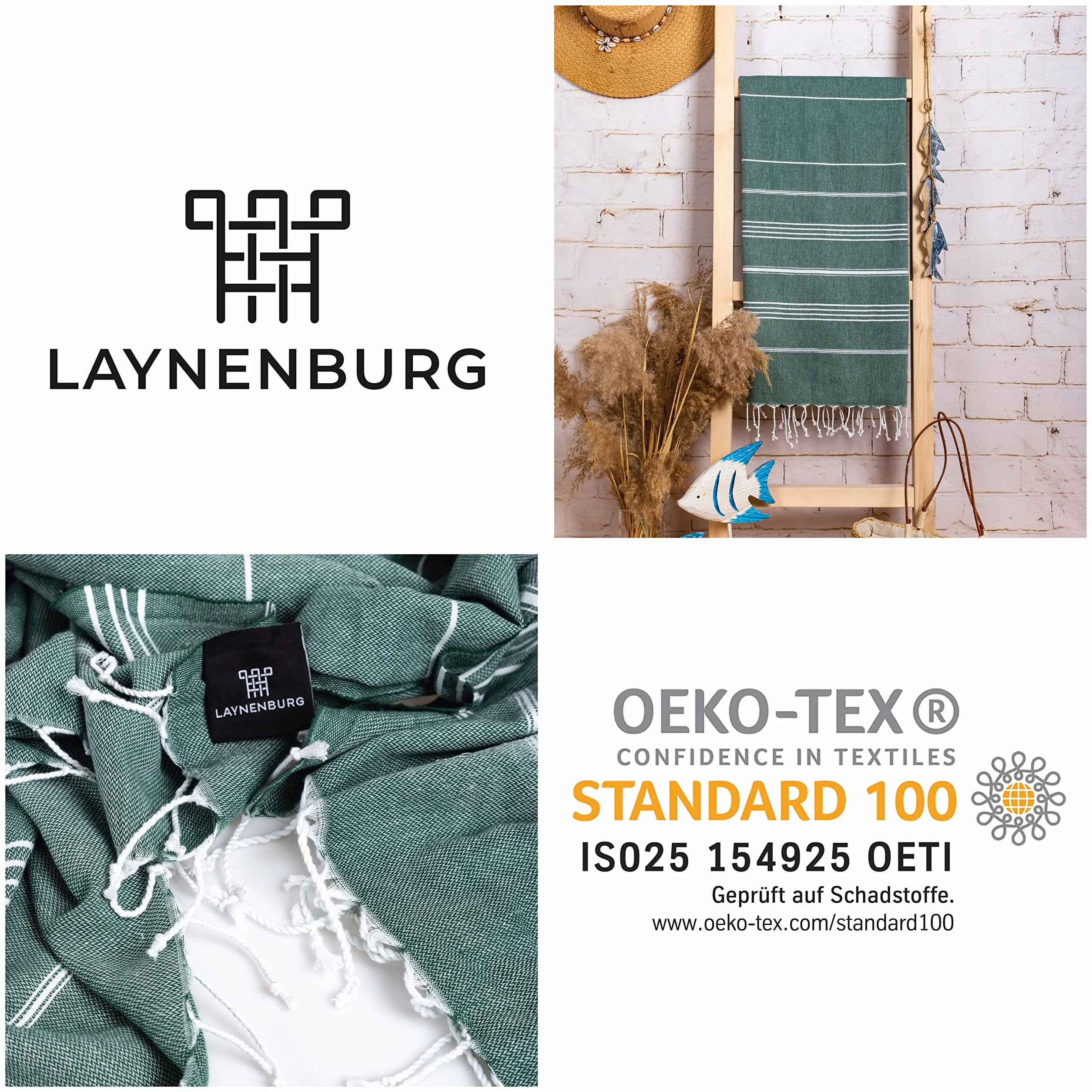 LAYNENBURG Ręcznik bawełniany XXL 100x200 cm Oeko-Tex 100 pestemal fuksjowy