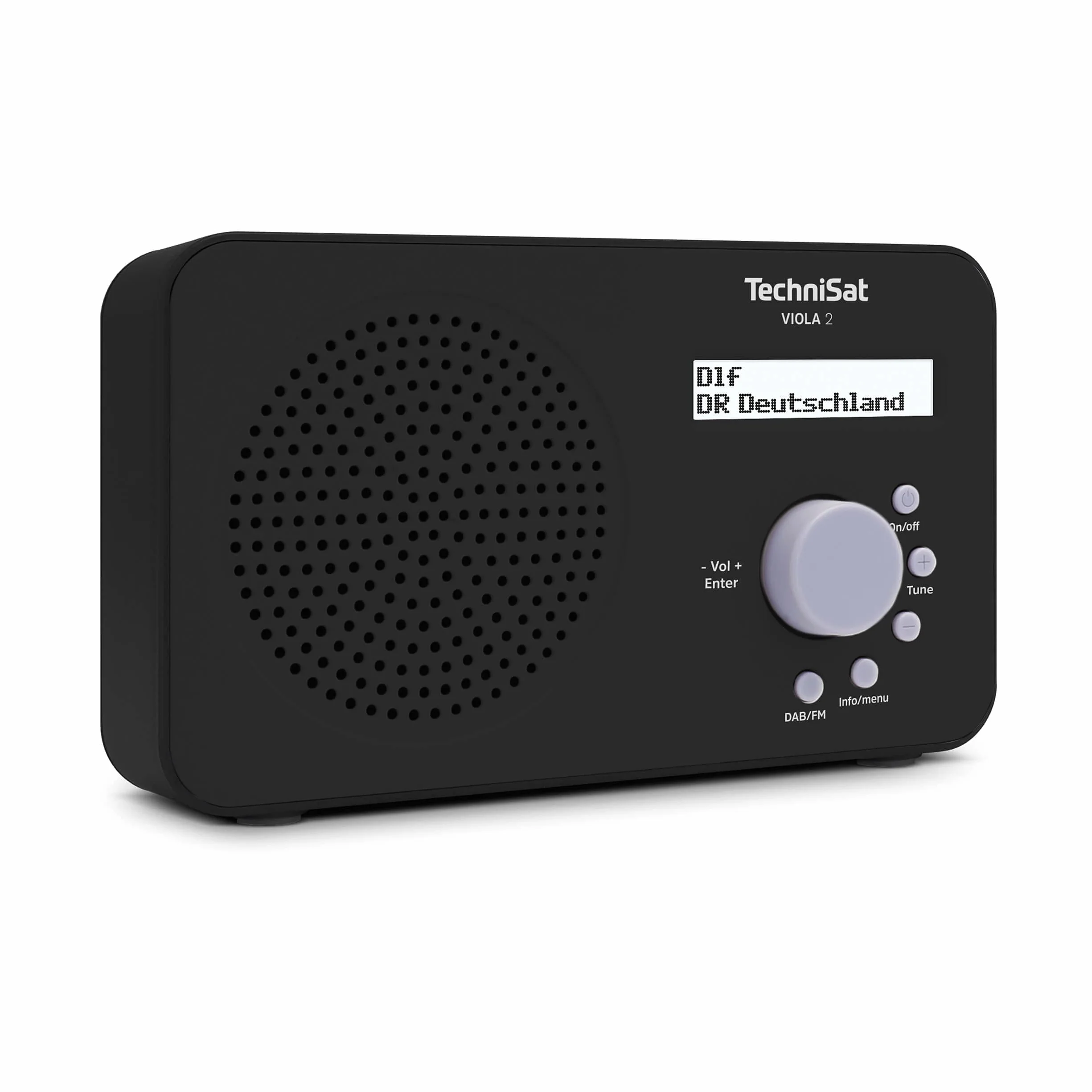 TechniSat VIOLA 2 - przenośne radio DAB (DAB+, FM, głośnik, gniazdo słuchawkowe, wyświetlacz dwuliniowy, sterowanie przyciskami, małe, 1 Watt RMS) czarne