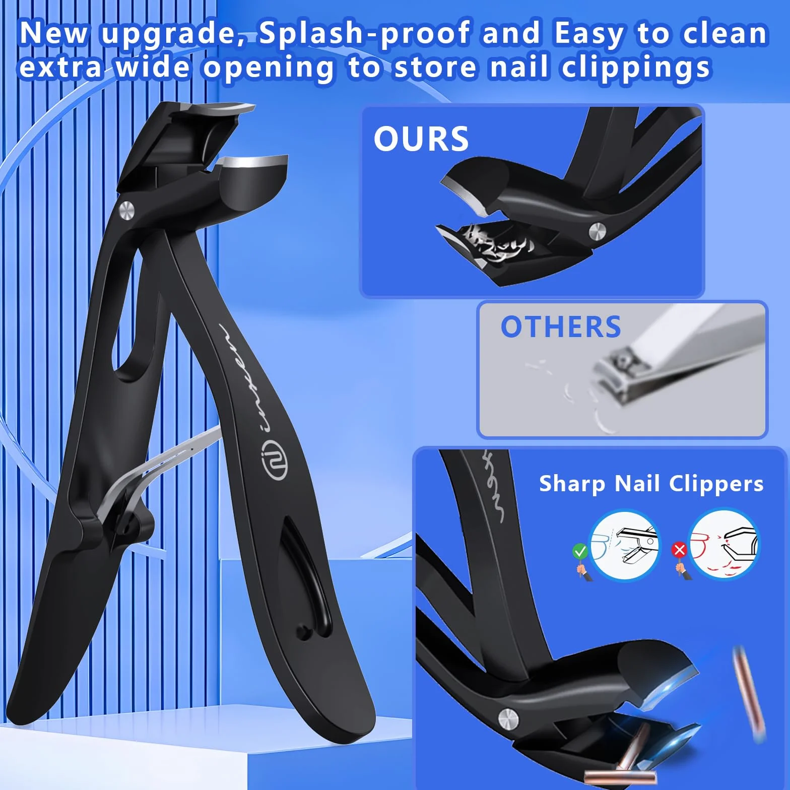 Obcinacz kątowy do grubych paznokci stóp, ergonomiczny zestaw obcinaczy do grubych paznokci, duży obcinacz do paznokci, obcinacz do paznokci u stóp, obcinacz do paznokci u rąk z pojemnikiem na obcinki