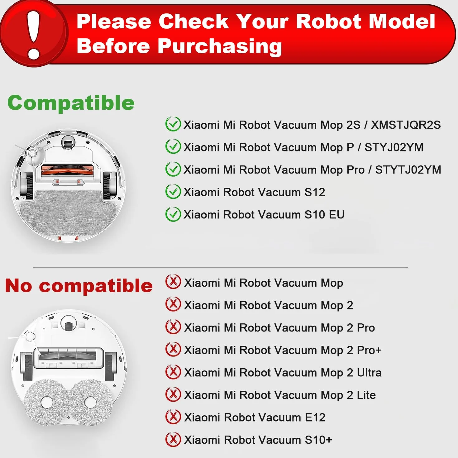 Xiaomi Akcesoria zamienne do Robot Vacuum Mop 2S Mop Pro Mop P STYJ02YM S12 S10 EU, 1 szczotka główna, 2 filtr HEPA, 2 tkaniny, 4 szczotki boczne