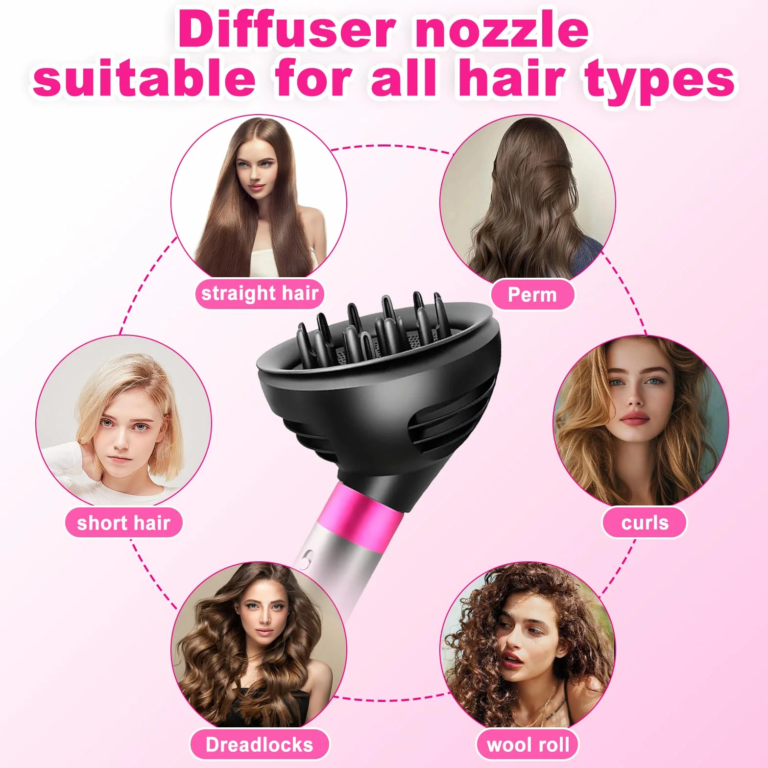 Nakładki dyfuzora do włosów do Dyson Airwrap HS05 HS01 HS08, dyfuzor do włosów do fal i loków, nakładka dyfuzora do suszarki do Dyson Airwrap, przekształcalny w suszarkę do włosów z dyfuzorem