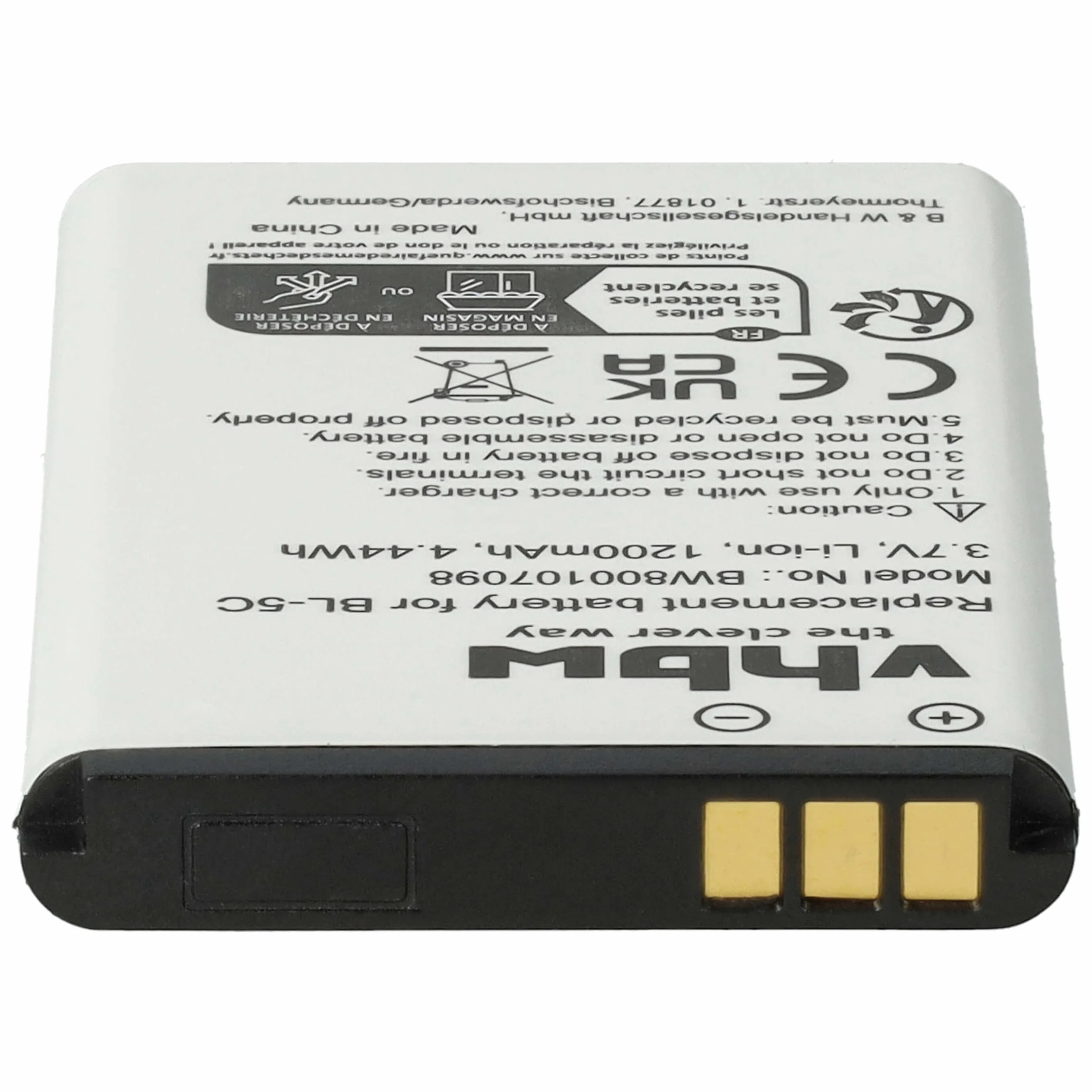vhbw Bateria kompatybilna z urządzeniem nawigacyjnym Becker Mamba, Mamba.4 CE LMU EU - zamiennik do C533457105T, 300D006018F (1200mAh, 3,7V, litowo-jonowa)