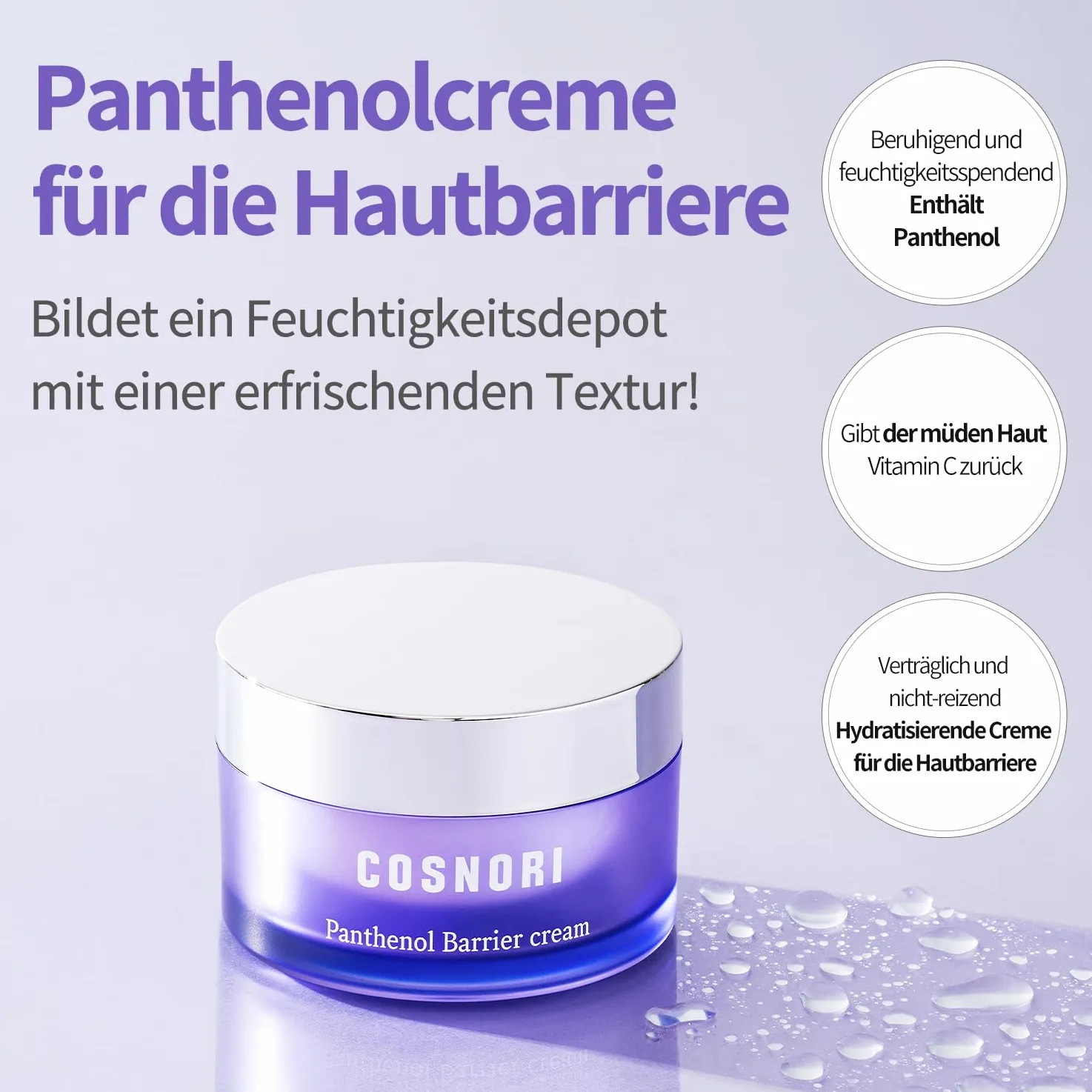 COSNORI Pantenol Barierowy krem barierowy - nawilżający skórę do twarzy - z pantenolem i ekstraktem ze śliwki kakadu - łagodzący i nawilżający dla uszkodzonej skóry - 1,69 uncji