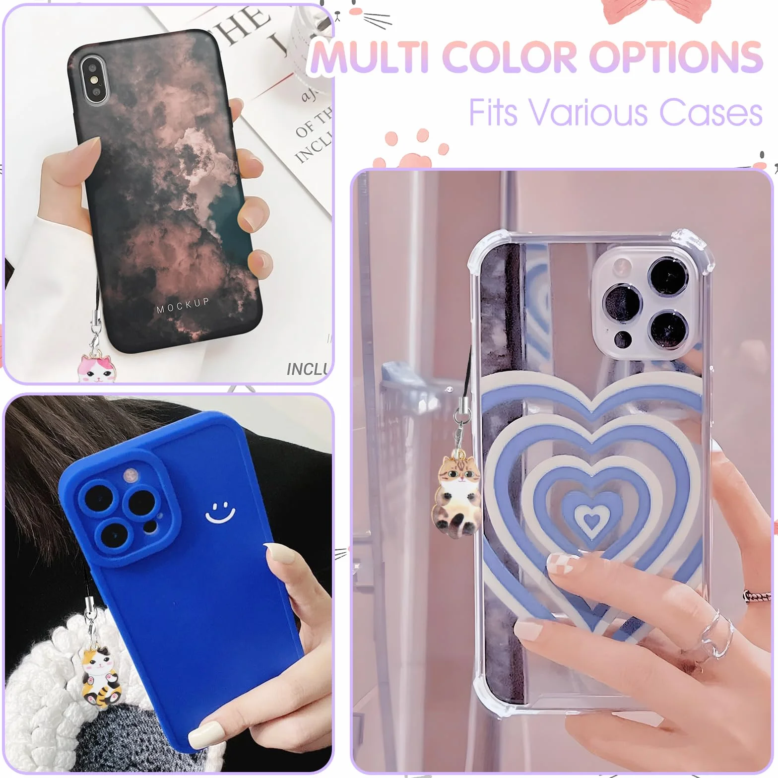 Molain 6 szt. kotek kawaii zawieszki kreatywne kotek zawieszki małe kreatywne ręcznie robione breloki zwierzę przeciw zgubieniu dla kobiet dziewcząt, Metal