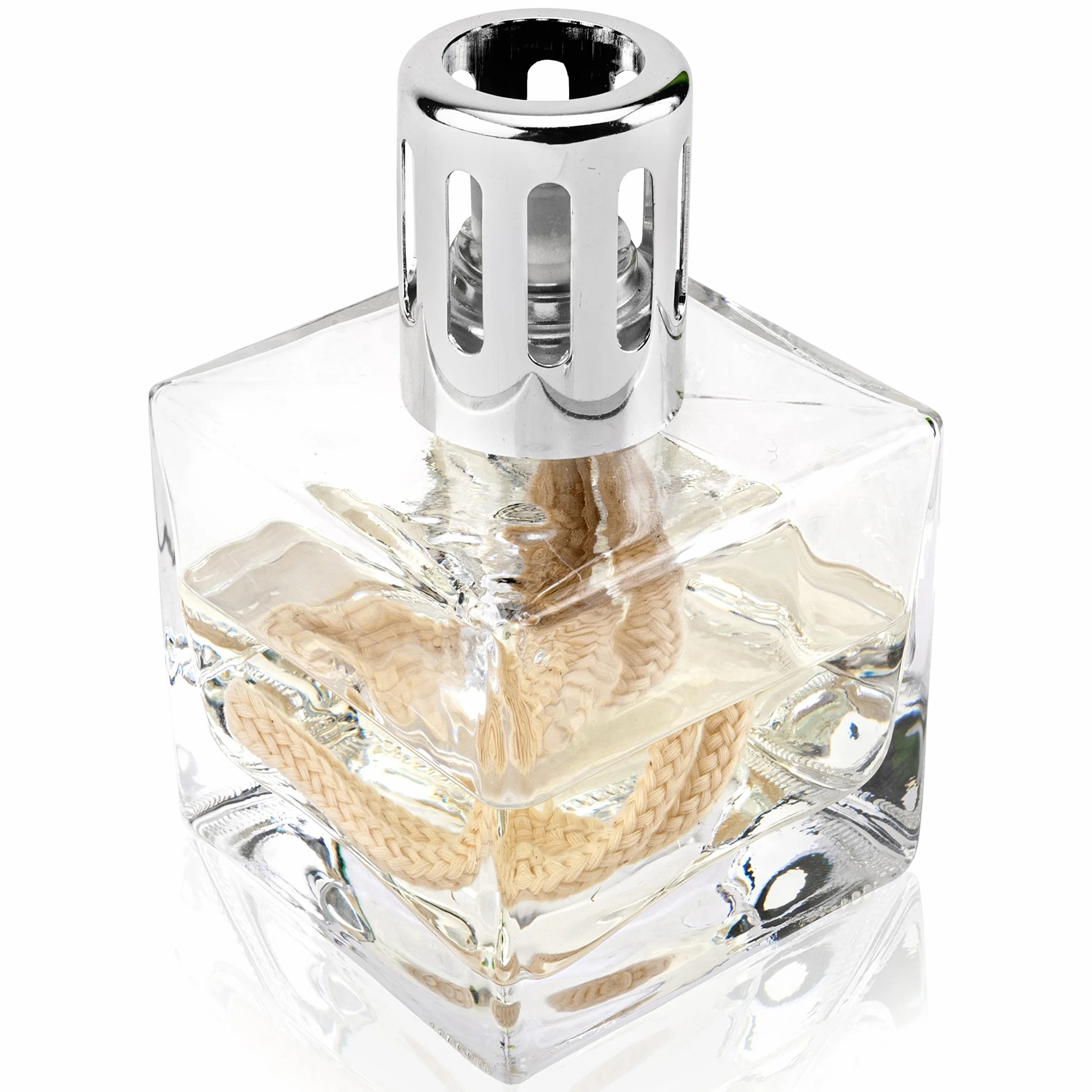 KAZIS® I Lampa Katalyticzna Cube I Palnik Olejkowy I Szkło I XL I Pojemność 150 ml I Przezroczysty Kubik
