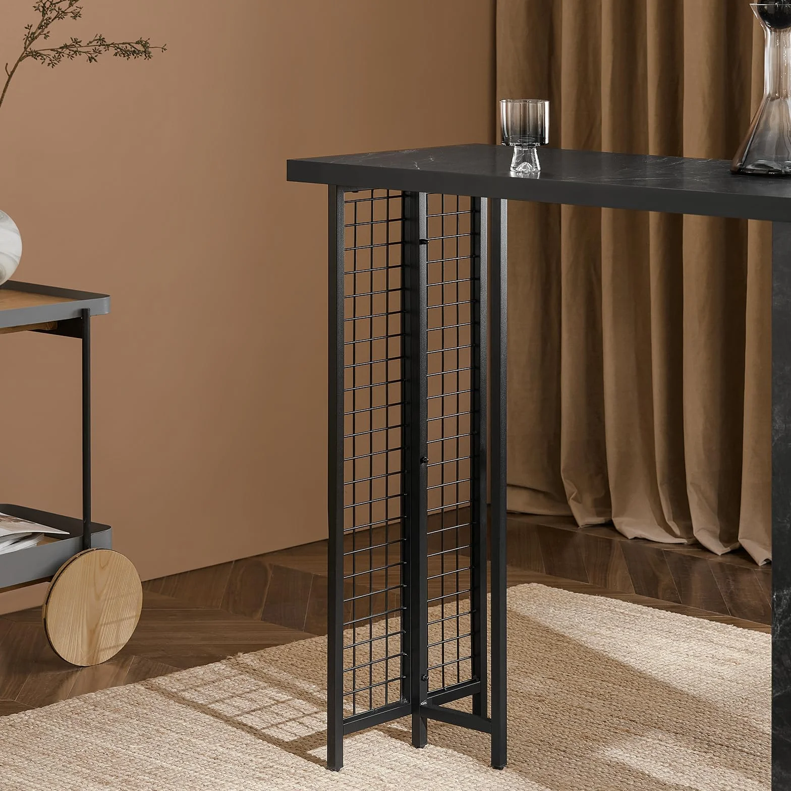 SoBuy FWT100-SCH Stolik Barowy Wysoki 120x105x50cm imitacja marmuru