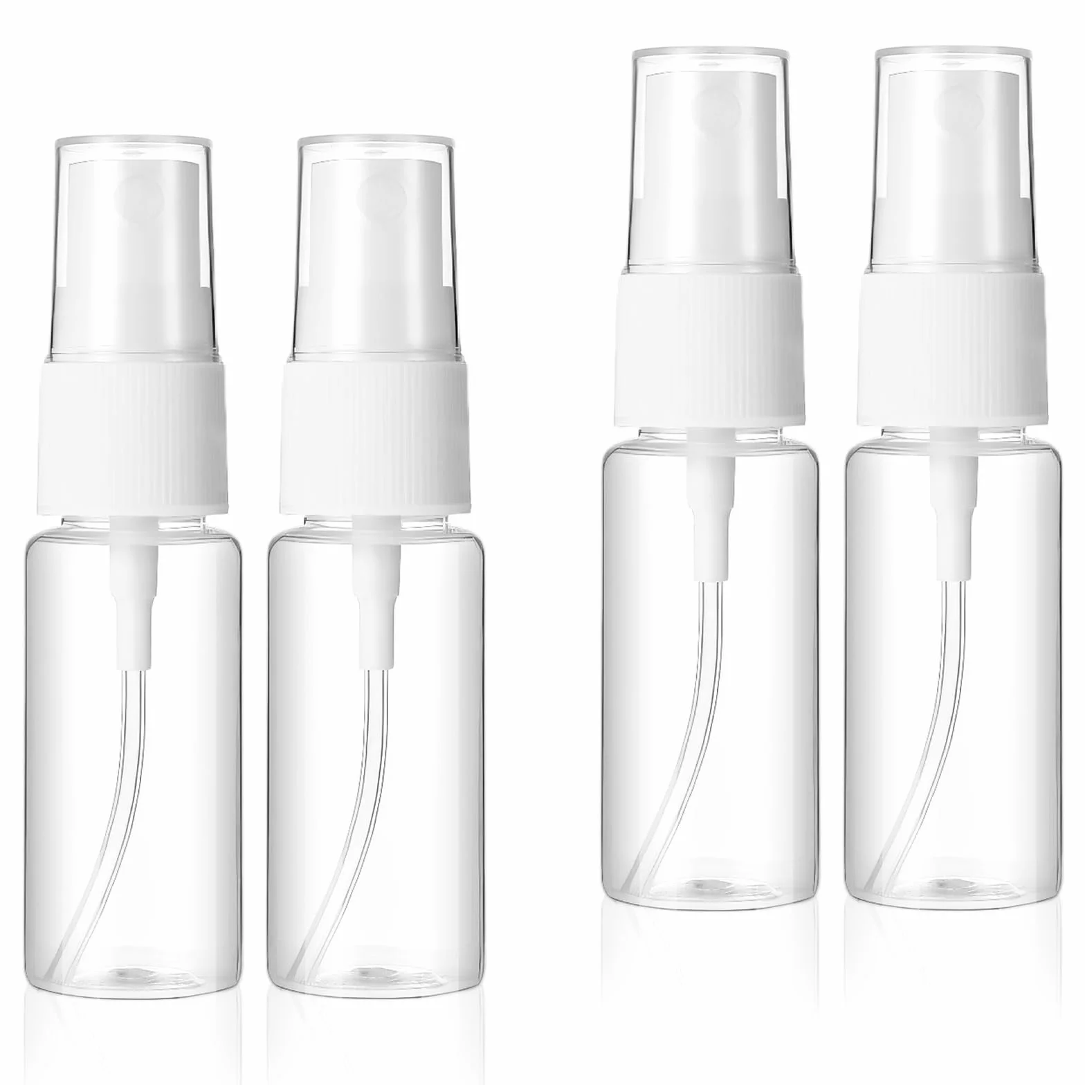 4 butelki z rozpylaczem, małe, 20 ml, puste butelki z rozpylaczem, przenośne, plastikowe, z rozpylaczem, wielokrotnego użytku, przezroczyste rozpylacze, do perfum, wody, kosmetyków