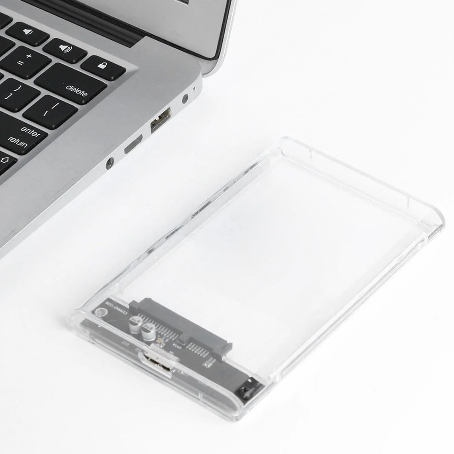 Retoo Obudowa dysku twardego 2,5cala USB 3.0 do SATA SSD z kablem USB, 12 x 7,5cm obudowa zewnętrzna, obudowa dysku twardego z montażem bez użycia narzędzi, obudowa z transferem danych, przezroczysta
