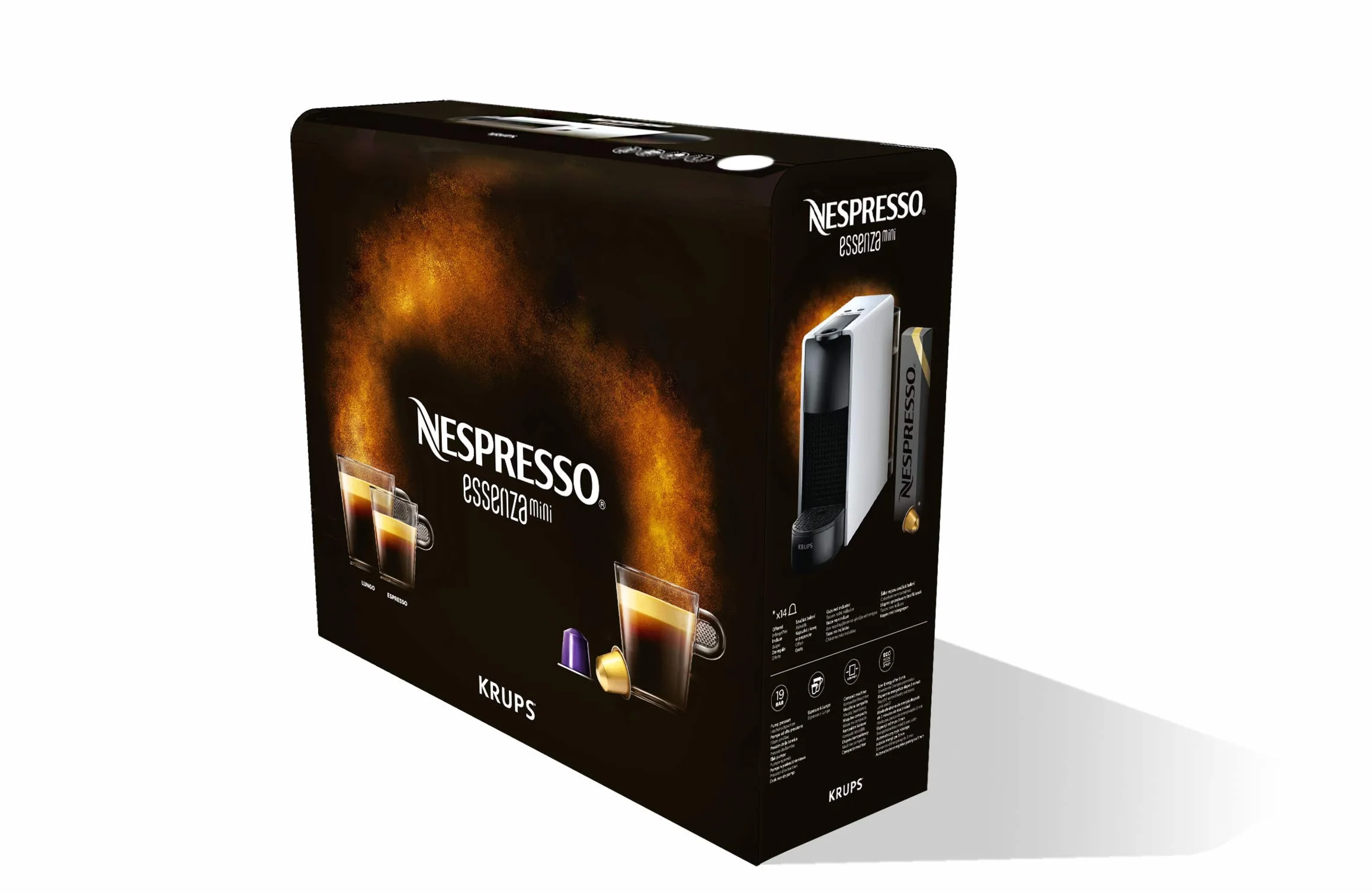 Nespresso Krups XN110BRD Mini ekspres do kawy Essenza | 0.6 L | 19 bar | tryb oszczędzania energii | szary | klasa energetyczna A