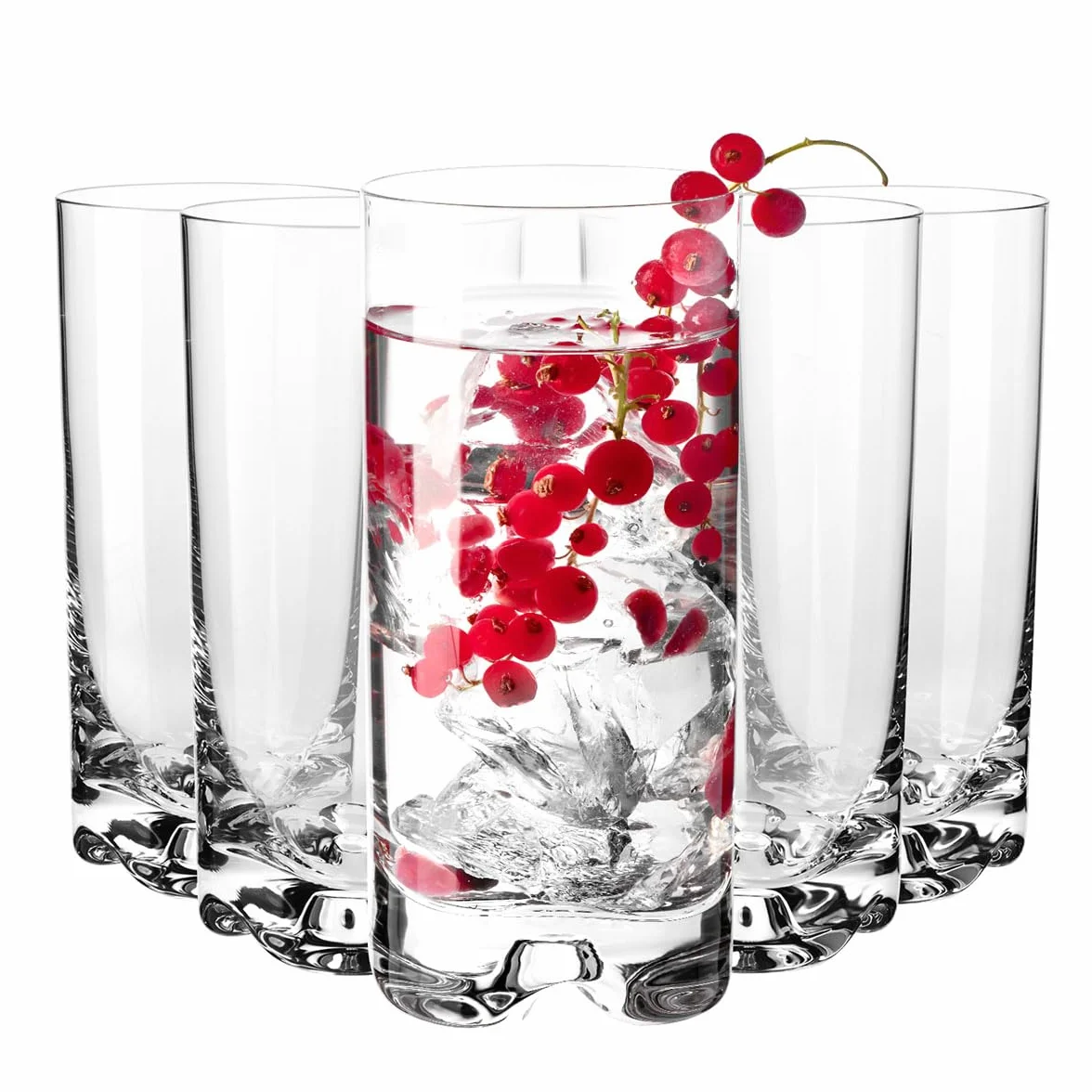KROSNO Szklanki do napojów | Zestaw 6 x 350 ml | Kolekcja Mixology | Efektowne, trójdzielne dno | Prosta forma | Bezołowiowe szkło kryształowe| do koktajli, soków i wody | Można myć w zmywarce