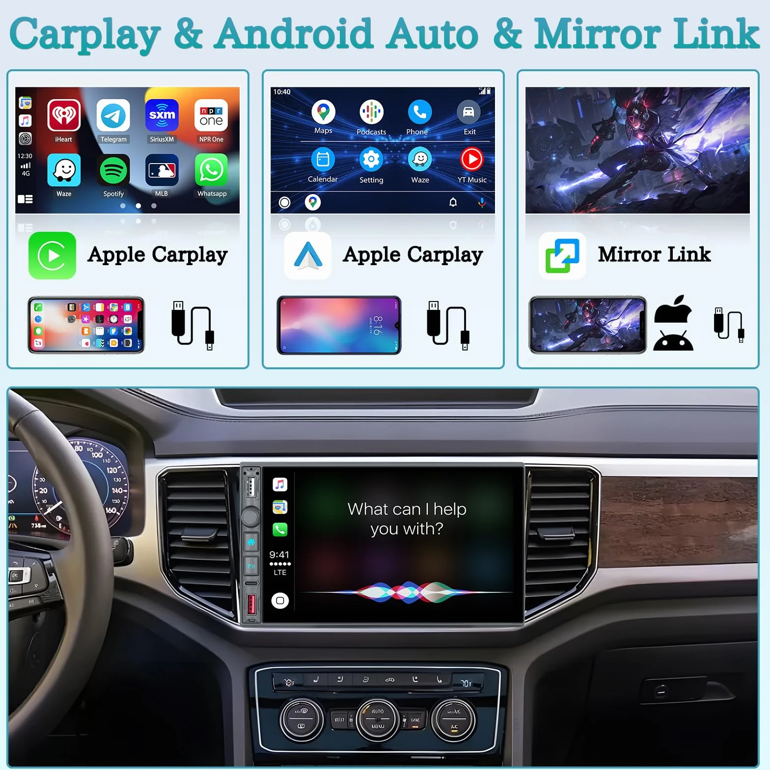 Hikity 2+32GB Android13 Estéreo Para Coche 2 Din Con Navi/Soporte Para Teléfono, Radio 10,88 Pulgadas 2 Din Android Con Navegación GPS WiFi Bluetooth Tipo-C FM USB Mirror Link