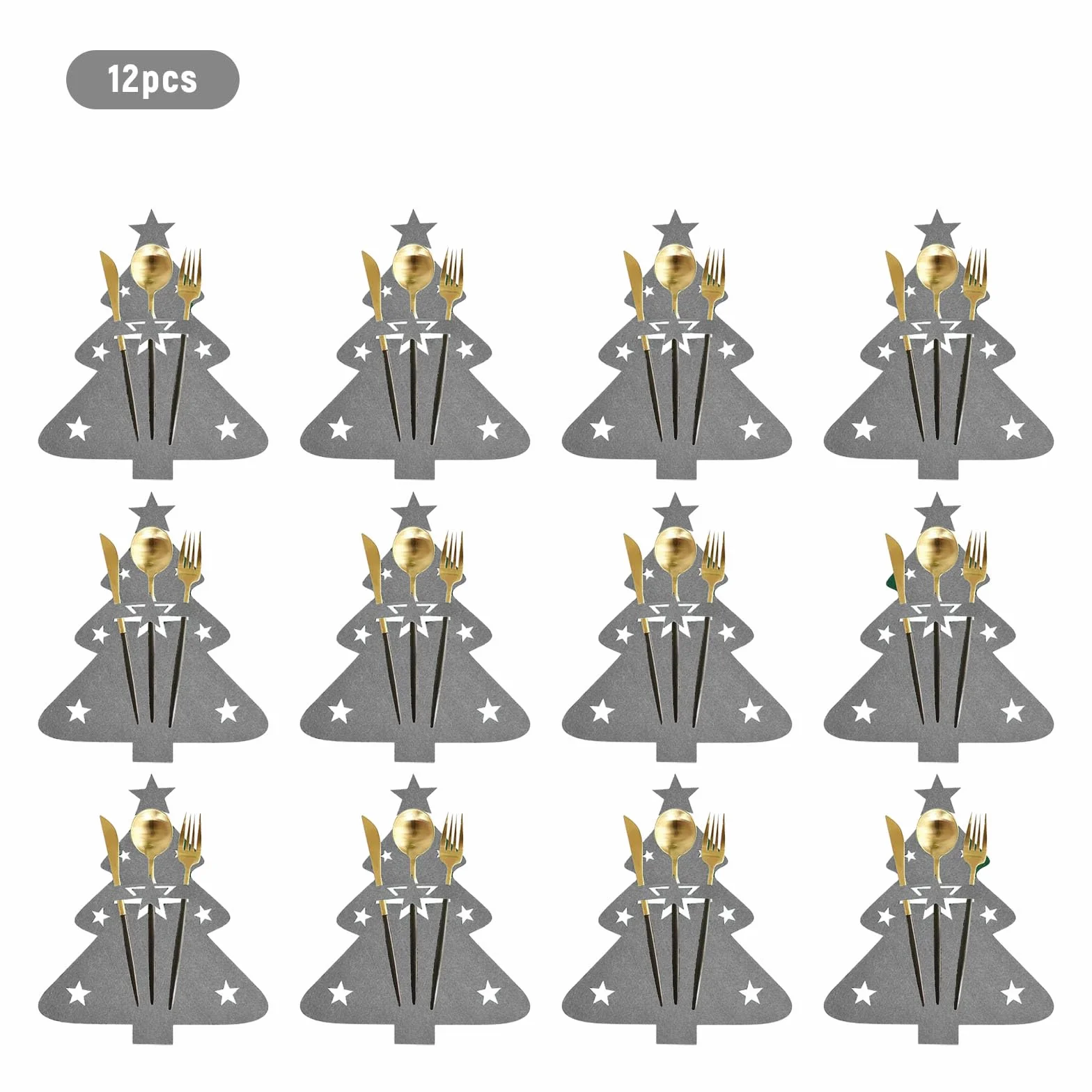 Świąteczny uchwyt na sztućce, filcowy, 12 sztuk torebek na sztućce, Boże Narodzenie, filcowa torba na sztućce, choinka, nóż bożonarodzeniowy, widelce, łyżki, zastawa stołowa, torba na sztućce