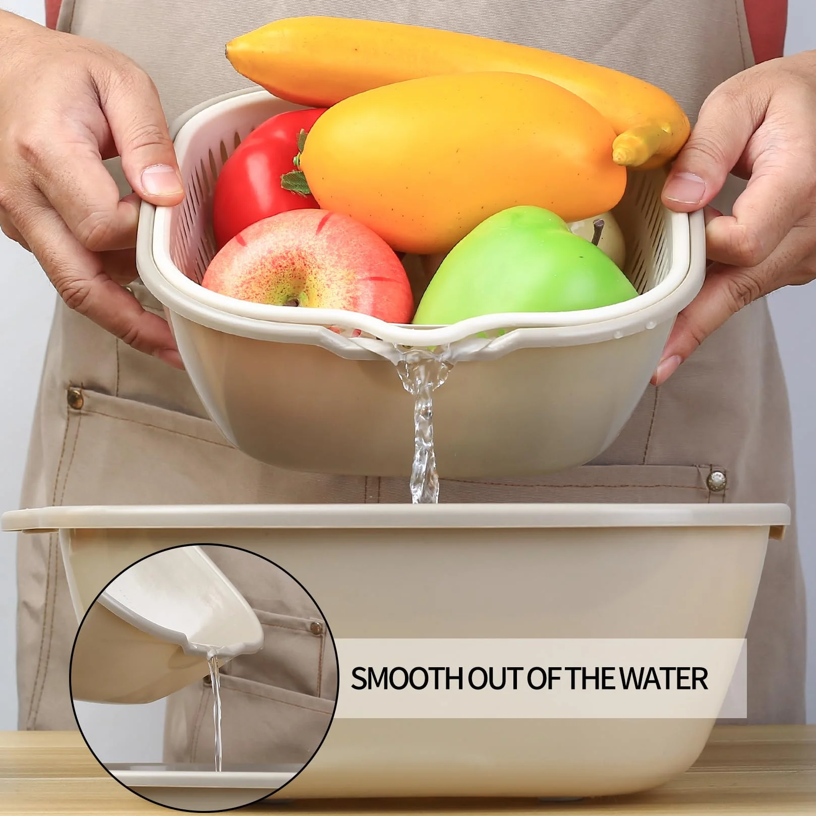 Zestaw durszlaków kuchennych 8 sztuk plastikowe dwuczęściowe
