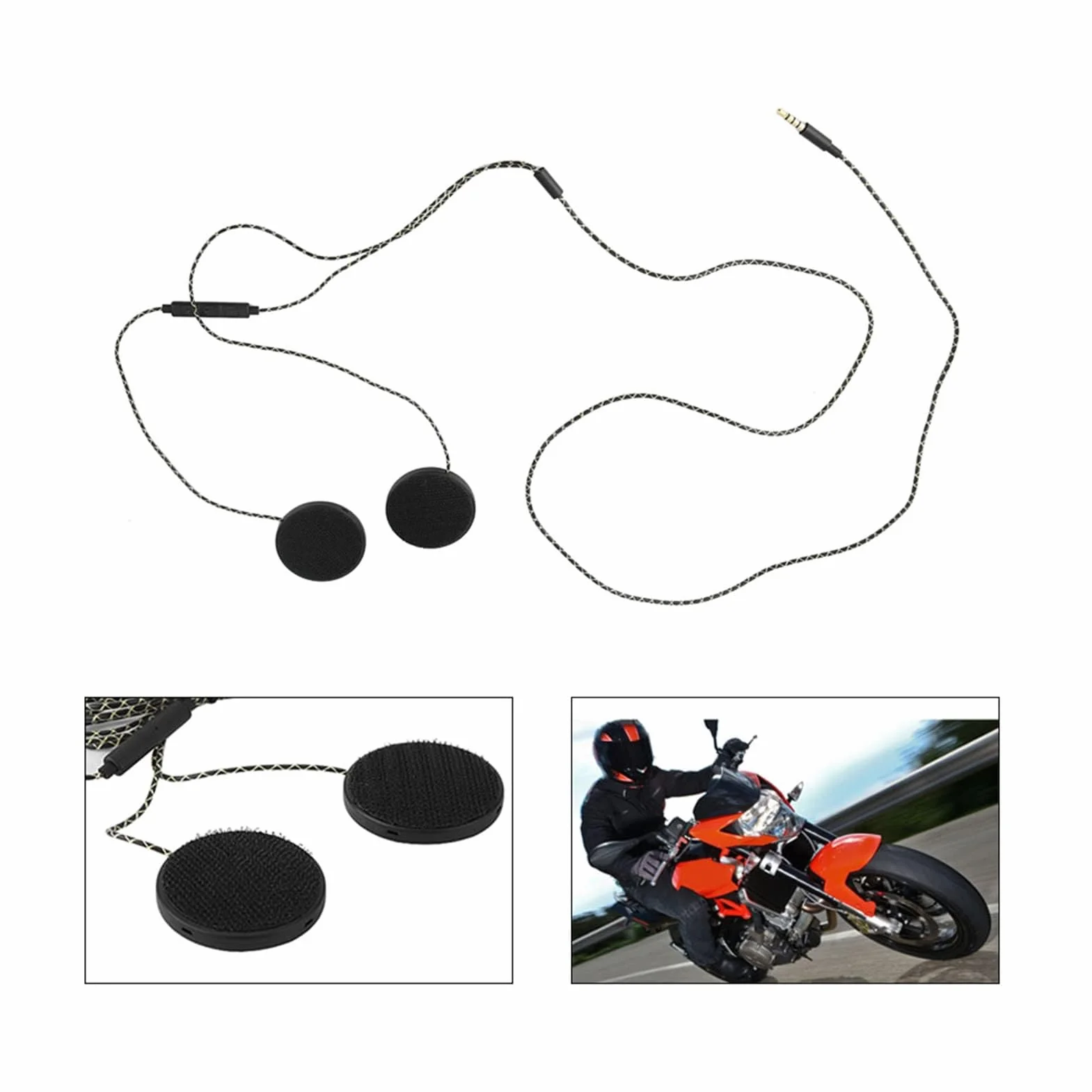 Ejoyous Zestaw słuchawkowy do kasku motocyklowego, słuchawki do kasku, głośniki do kasku motocyklowego, zestaw słuchawkowy z wtyczką 3,5 mm, długość kabla 1,2 m