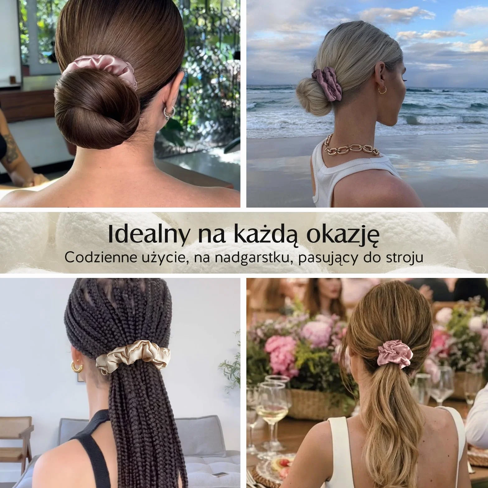 Umisleep 3-częściowy zestaw 100% Mulberry Silk Scrunchies dla kobiet, delikatne gumki do włosów redukujące puszenie się włosów i łamanie włosów, elastyczne gumki do włosów bez odcisków (różowe,