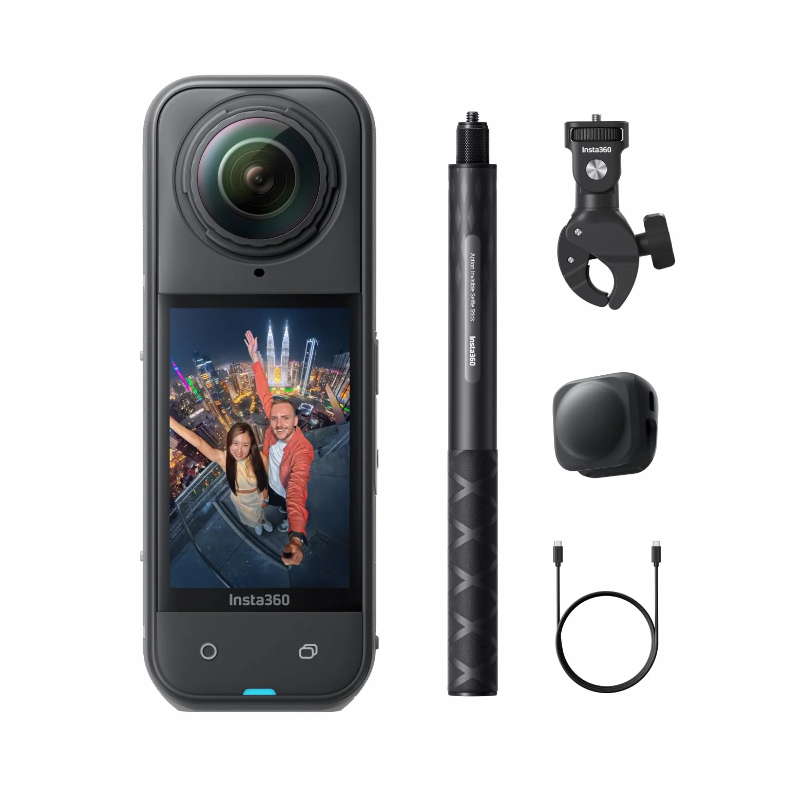 Insta360 Zestaw motocyklowy X5 – wodoodporna kamera 8K 360°, wytrzymały i wymienny obiektyw, bateria 3-godzinna, czysty dźwięk, stabilizacja, niewidoczny efekt selfie, wiodące słabe światło