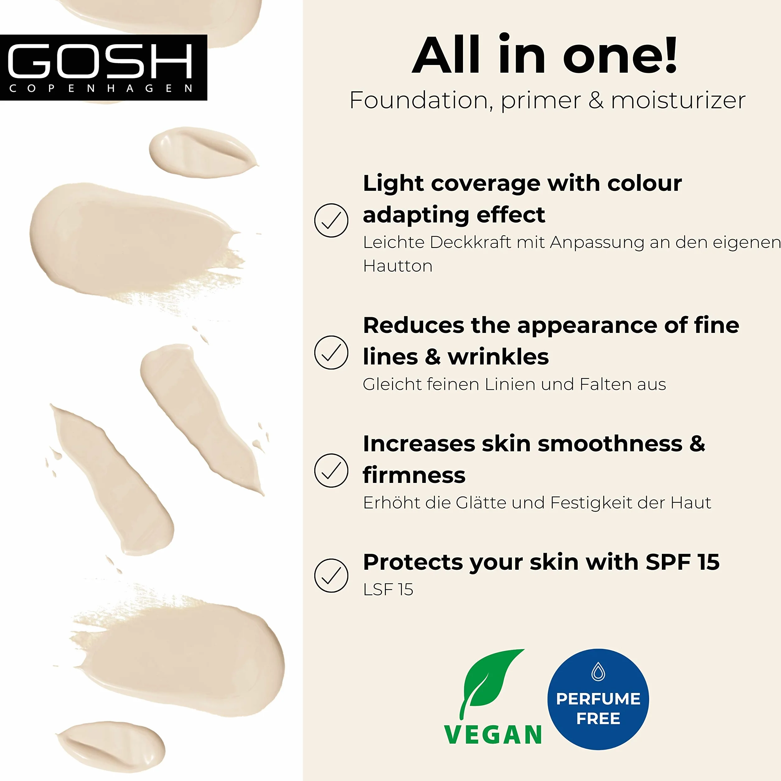 Gosh Bb Cream Foundation Primer Moisturizer #0-sand 30 Ml