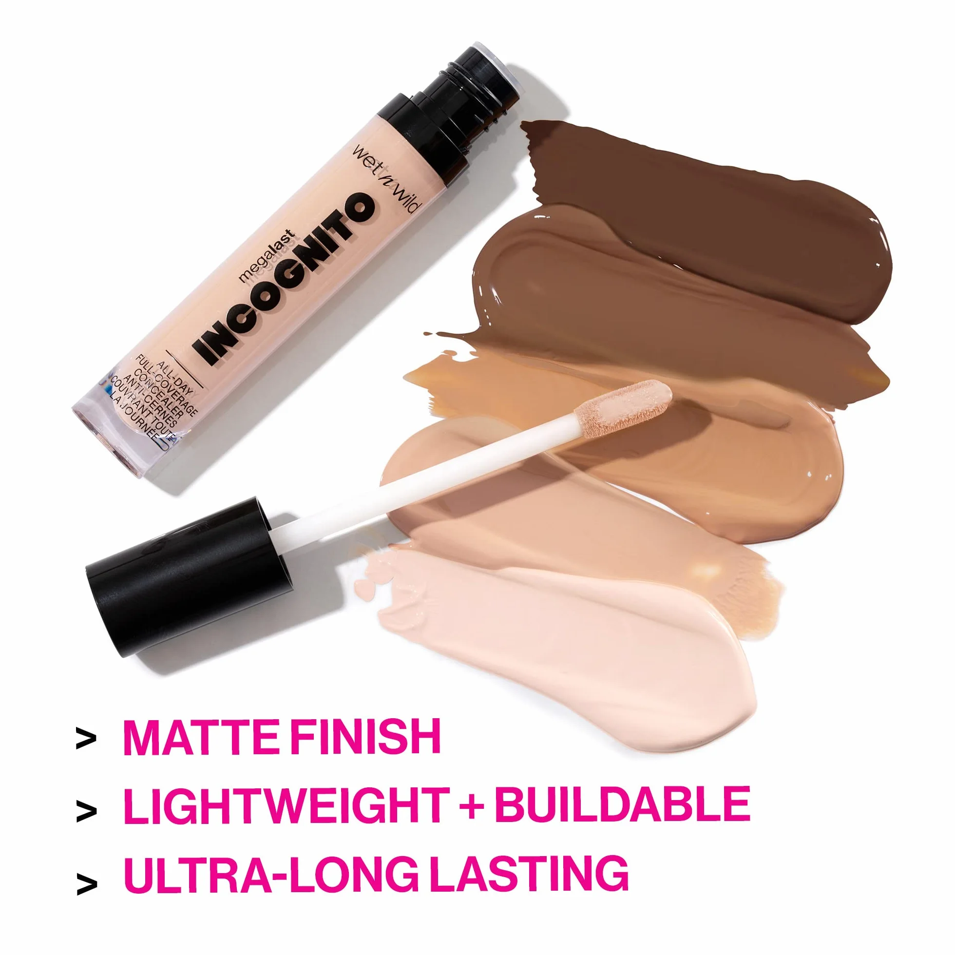 Wet n Wild Megalast Incognito Pełne Przykrycie Korektora, Lekka, Bogato Napigmentowana Cieczowa Korektor, Wzmacnialna Formuła Średniego do Pełnego Przykrycia i Matowe Wykończenie, Jasny Beżowy Odcień