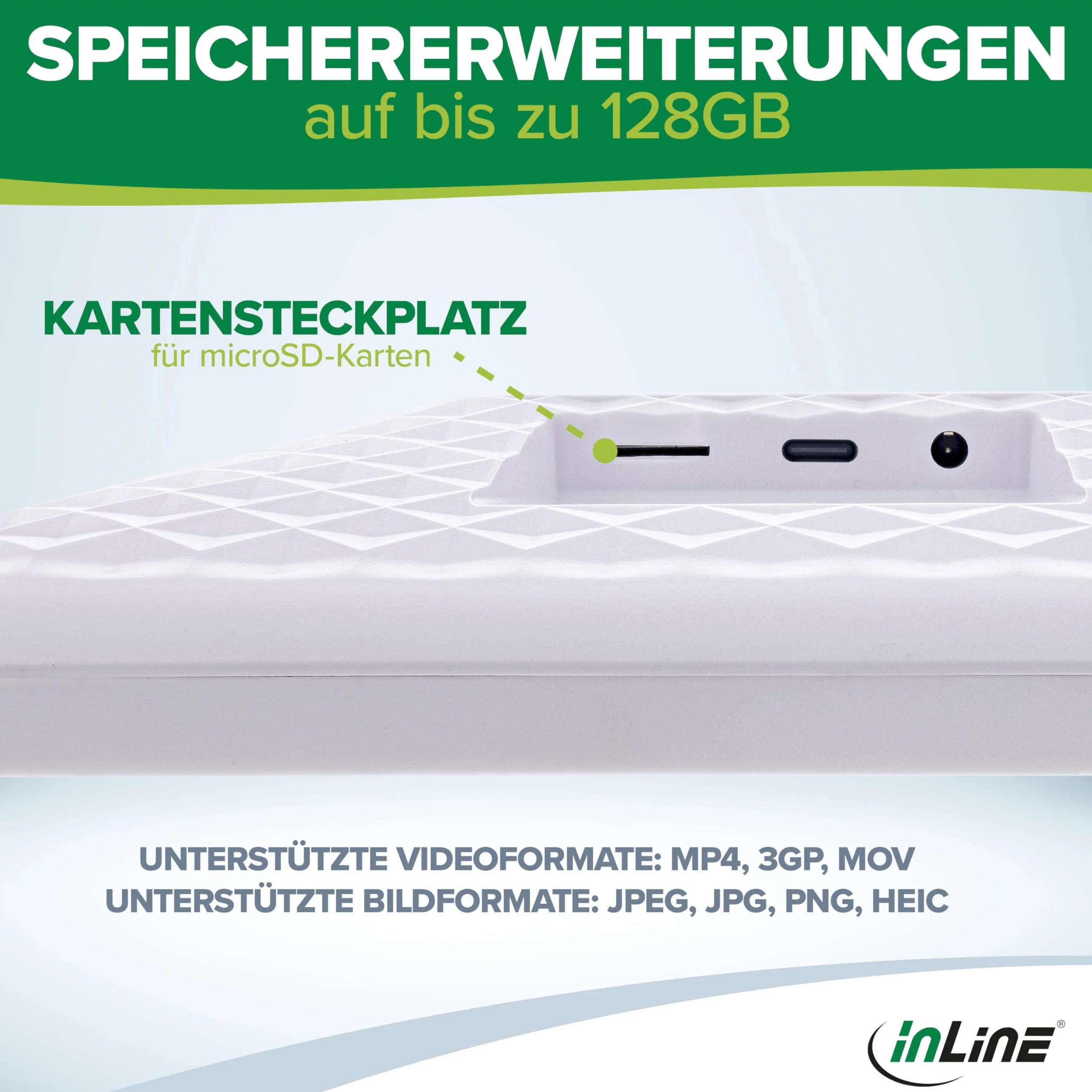 InLine Cyfrowa ramka na zdjęcia, WiFRAME 2, FRAMEO, w zestawie 3 wymienne ramki, drewno orzecha włoskiego, WiFi, 10,1 cala z funkcją dotykową, 1920 x 1200, 16 GB pamięci, dziel się swoimi chwilami