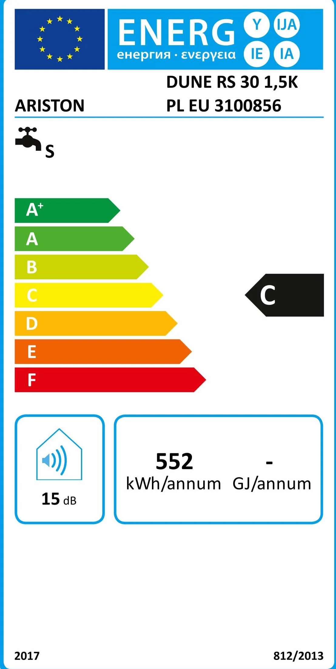 Ariston Dune RS 30 Litrów 3100856 Nad Umywalkowy Podgrzewacz Wody Bojler Elektryczny. Przeznaczony do instalacji w Polsce