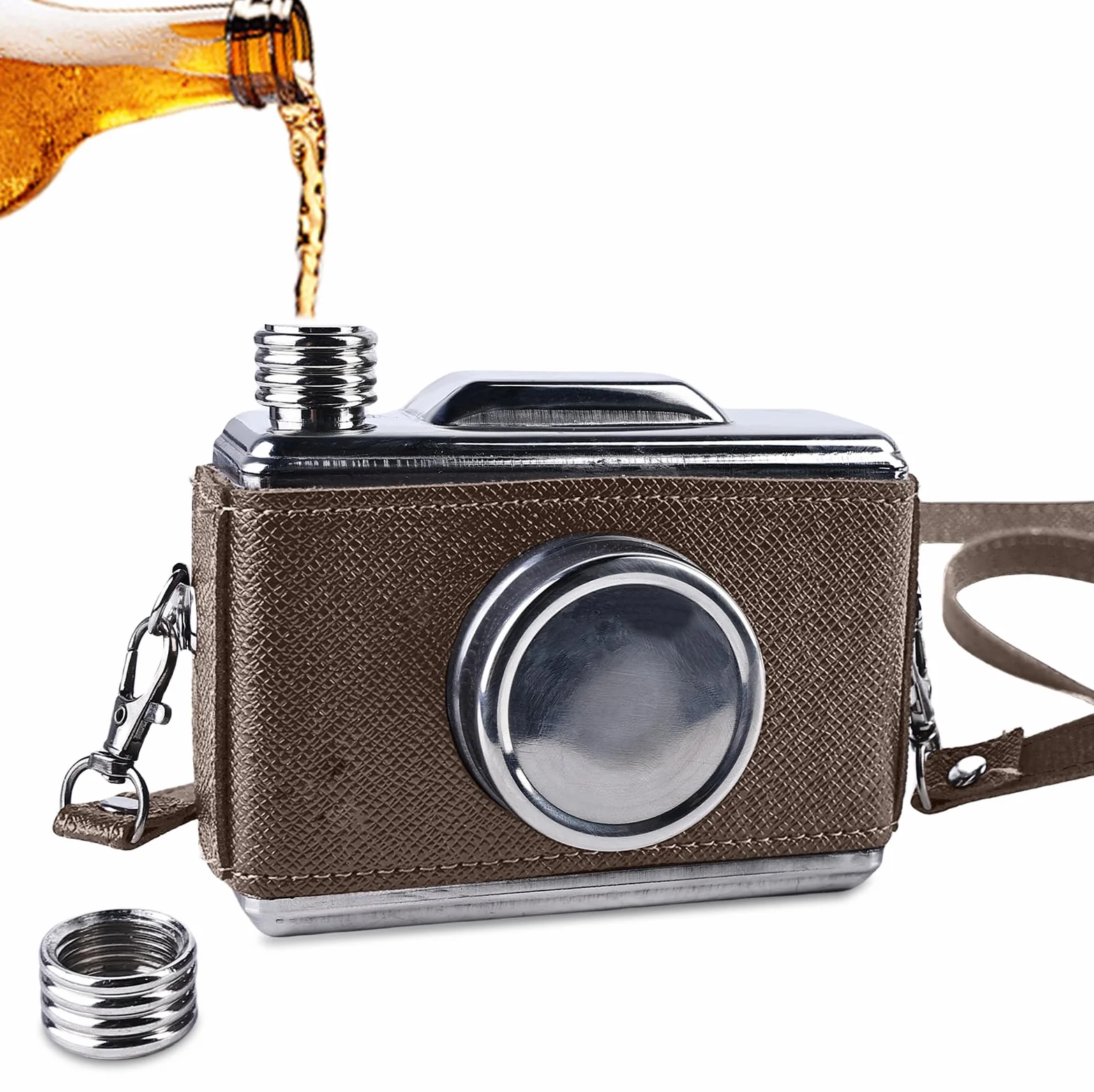 Piersiówka retro 300 ml ze stali nierdzewnej zestaw do whisky