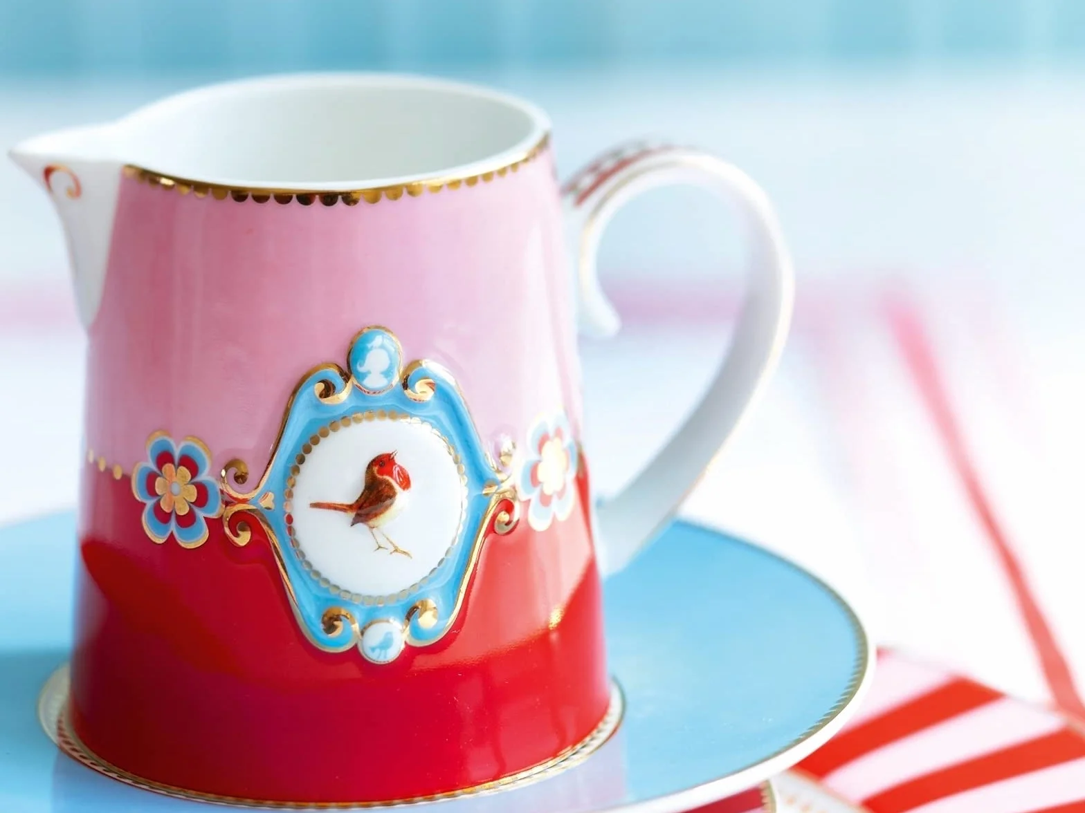 PiP Studio Love Birds zestaw do herbaty niebiesko-khaki 3-częściowy