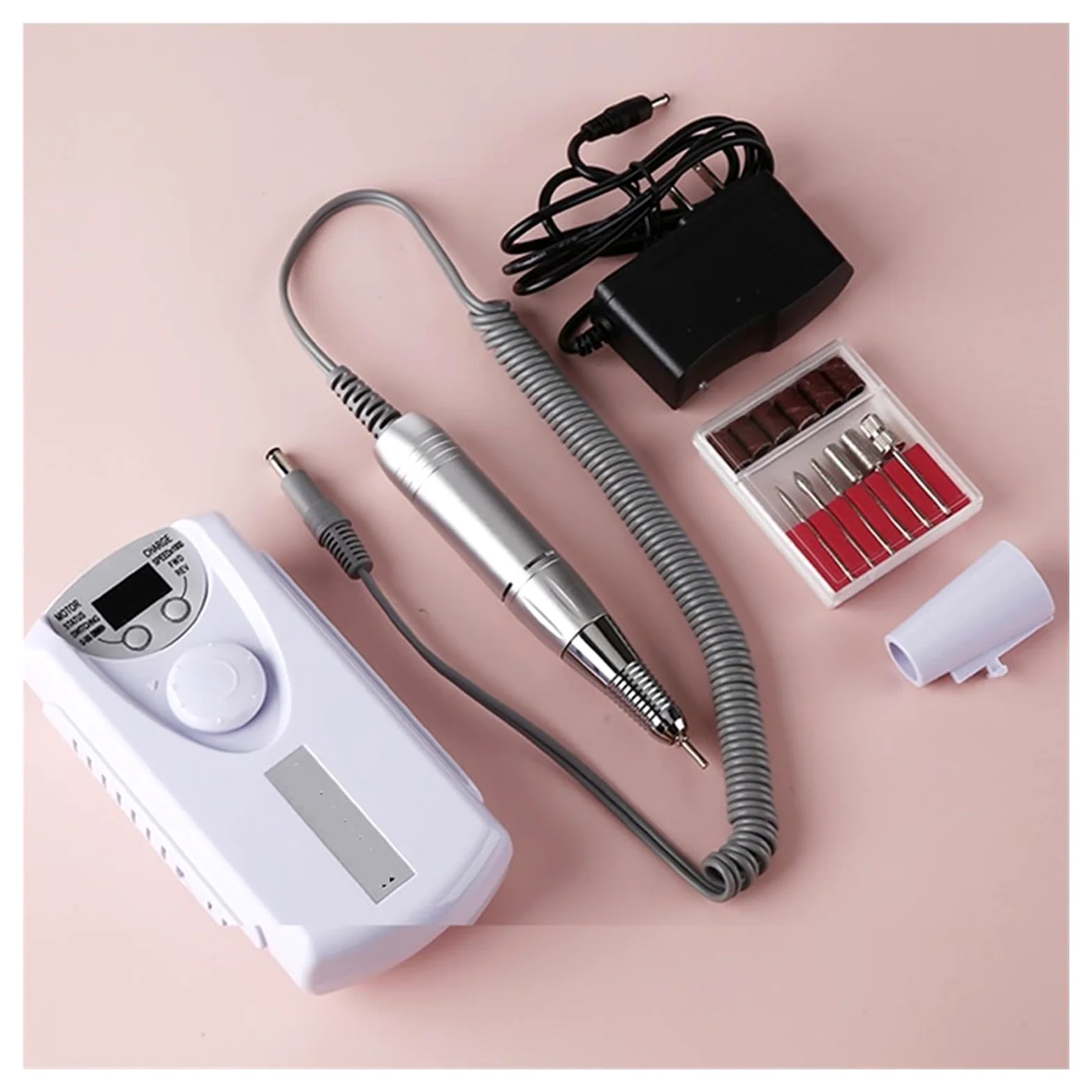 Obcinacz do paznokci, 30000RPM akumulatorowa elektryczna wiertarka do paznokci z wyświetlaczem HD LCD Nail Master do Manicure Nail Art Tools(Pink)