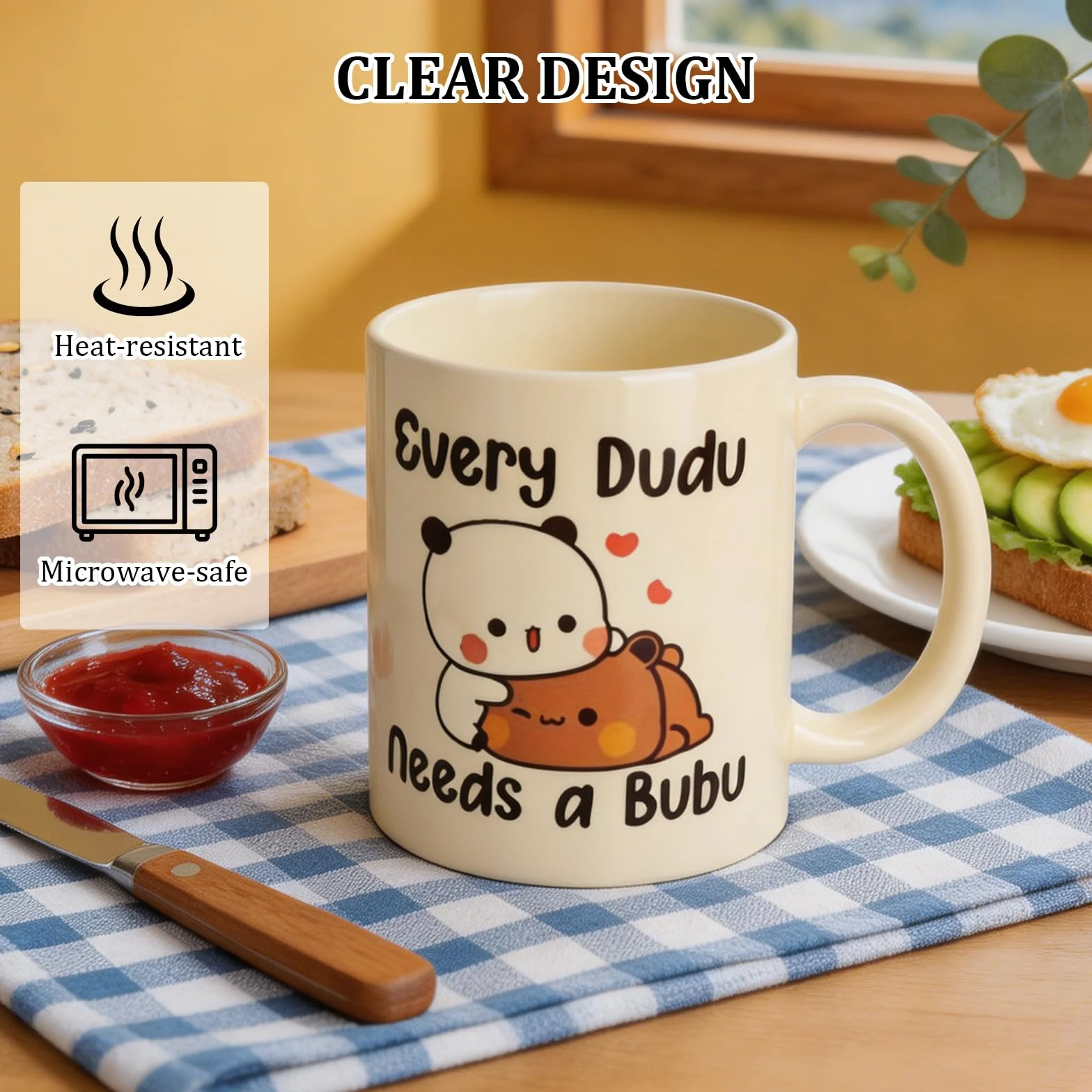 Bubu Dudu ceramiczna filiżanka do kawy 350 ml mleczna biel odporna na wysokie temperatury