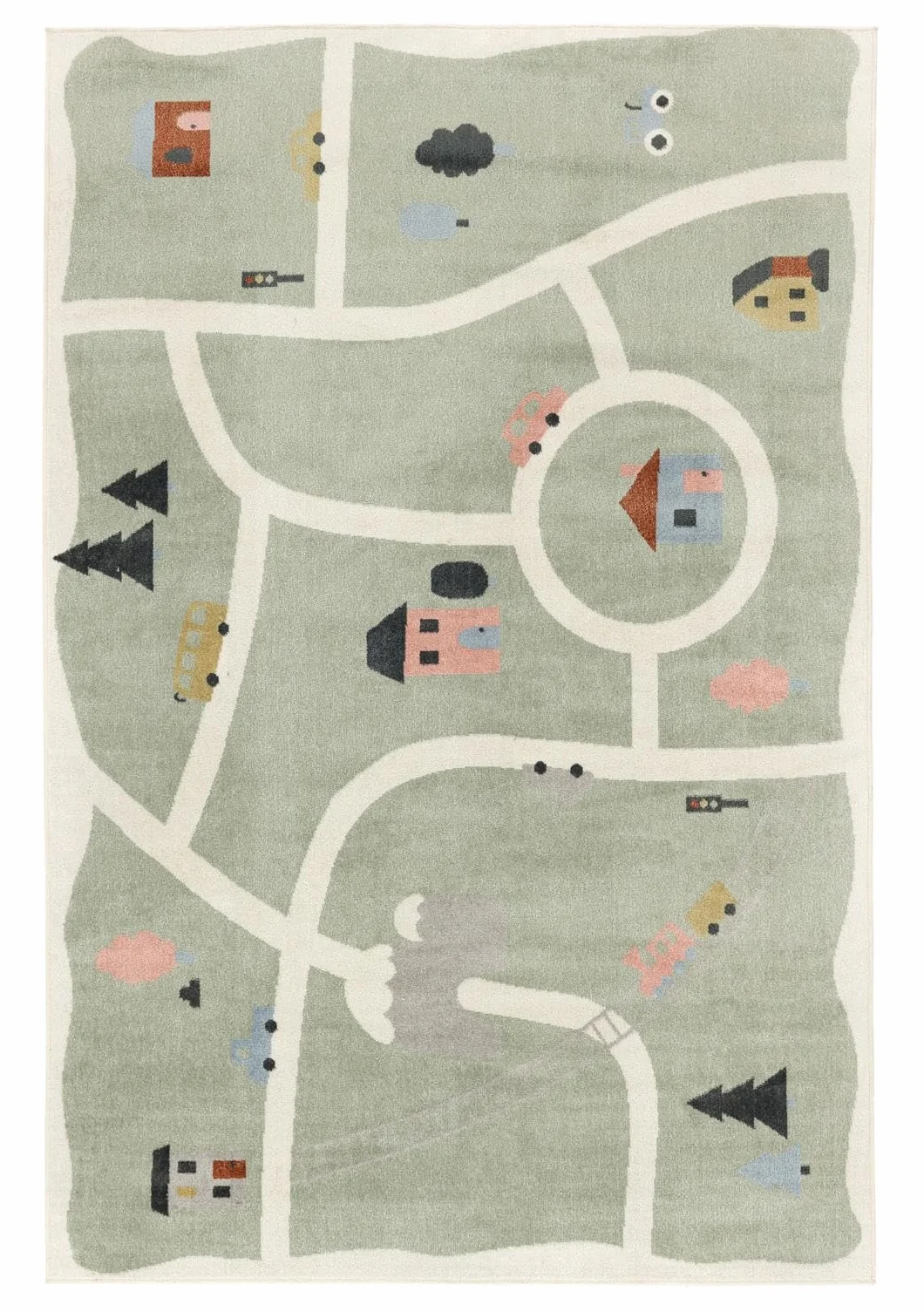 RugVista Road map Dywan dziecięcy 100 x 160 cm Prostokąt Zielony/Multi