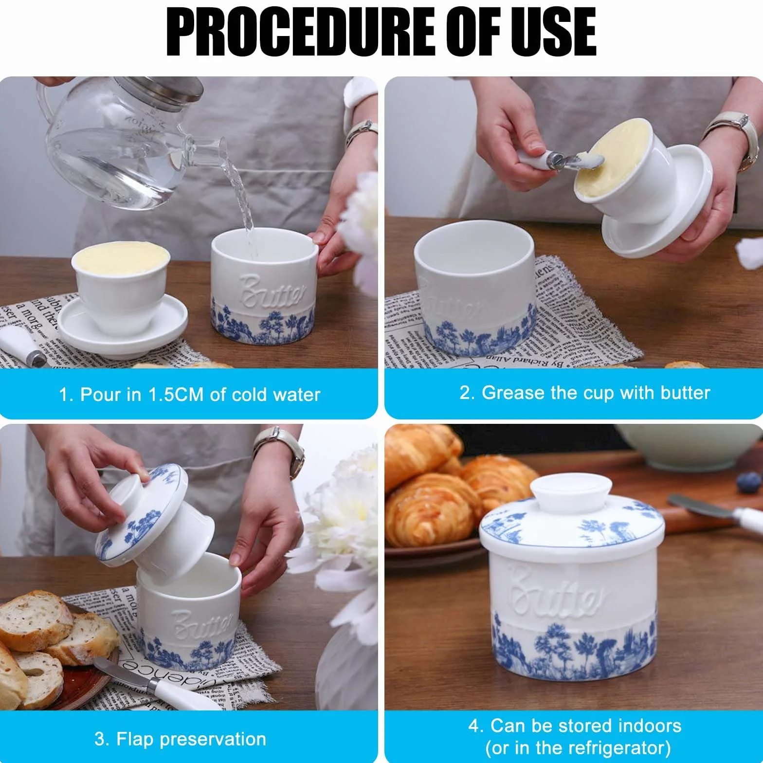 Francuska ceramiczna maselniczka okrągła porcelana vintage z pokrywką