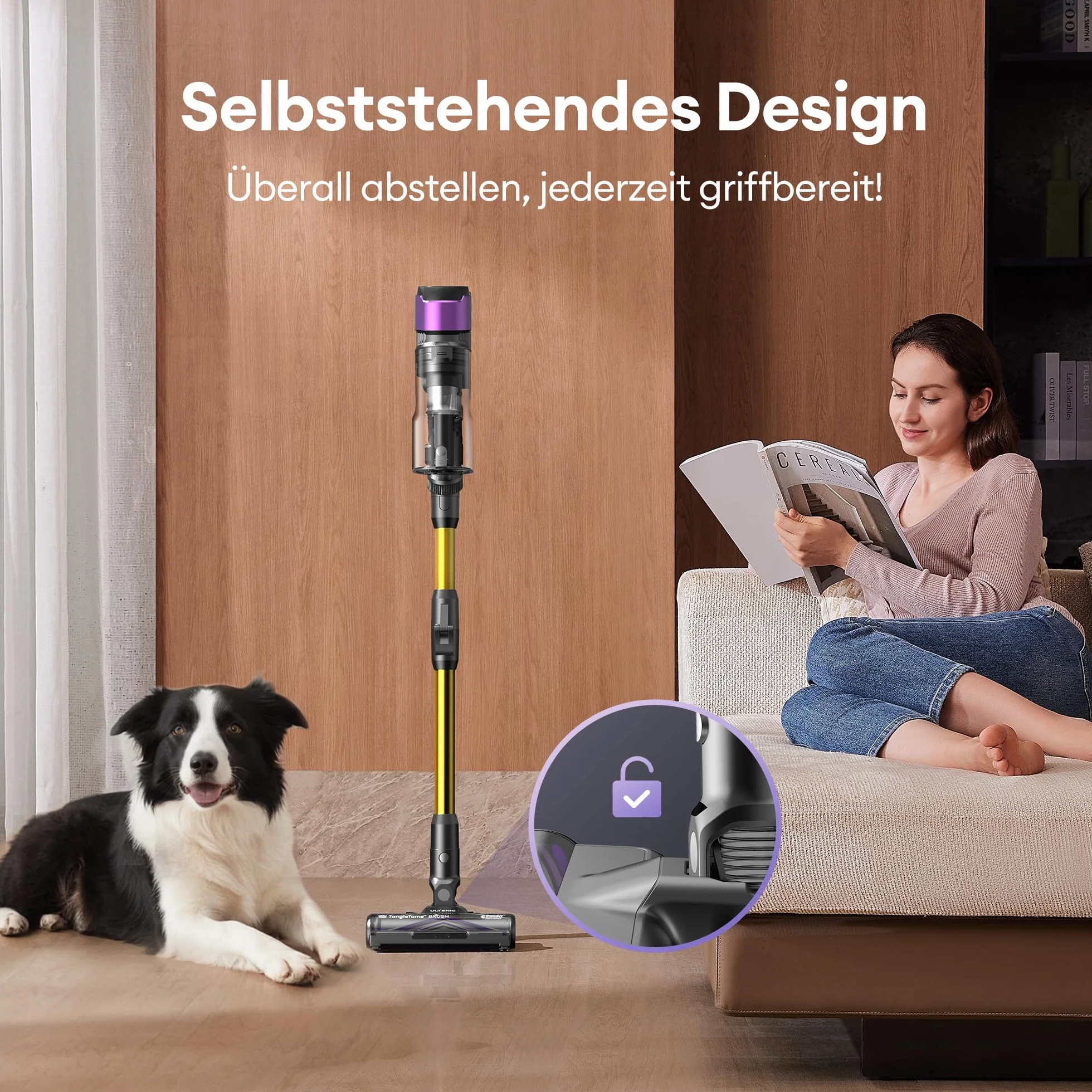 Ultenic U20 Odkurzacz Akumulatorowy 55000Pa/55Min, Funkcja Samostojąca, Szczotka Zapobiegająca Plątaniu, Wyświetlacz LED, Green Eye™, Do Twardych Podłóg i Dywanów