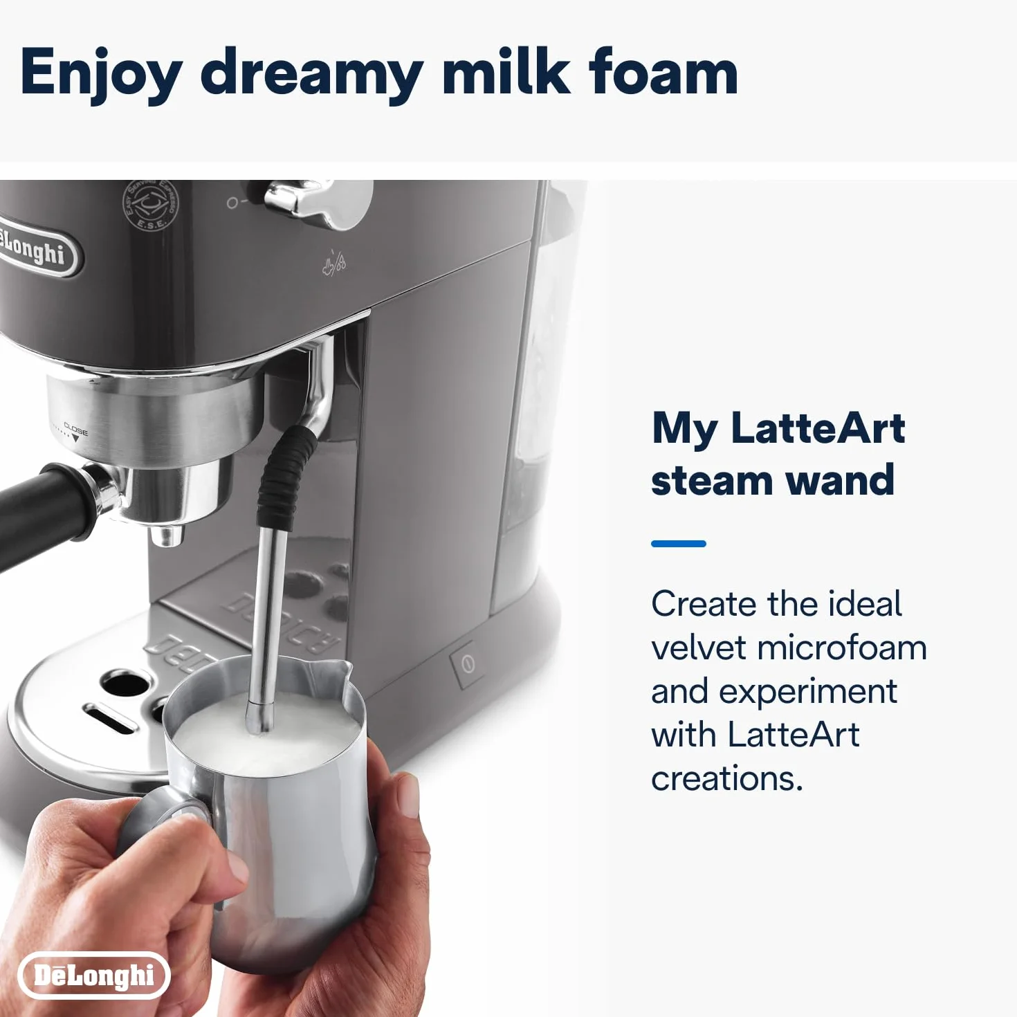 DeLonghi Dedica Arte EC 885.GY Ekspres do kawy, 15 cm, 1 L zbiornik, szary