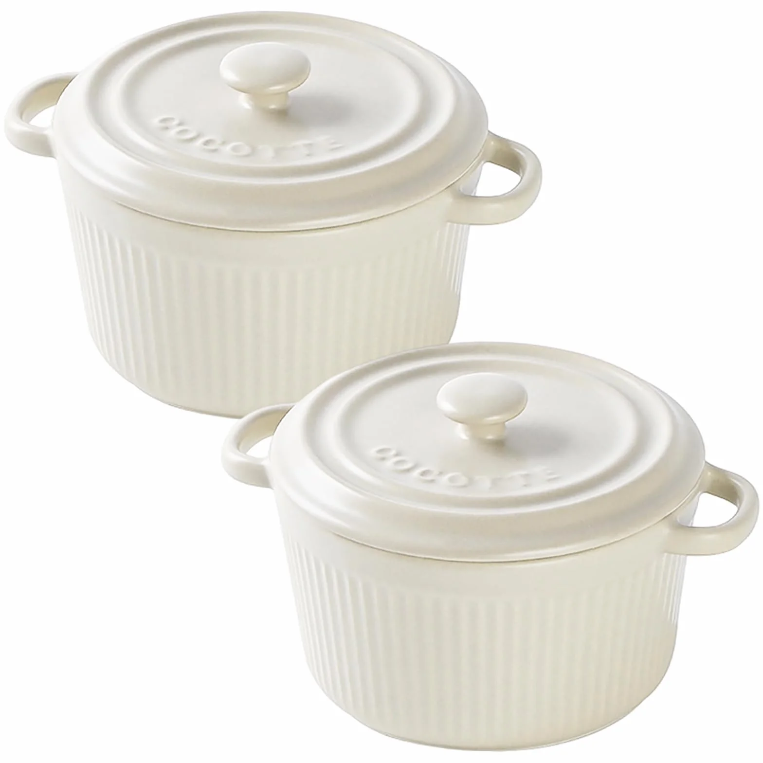 Mini Cocotte 2-częściowy zestaw mini Cocotte z pokrywką 250 ml, okrągłe naczynie do zapiekanek, ceramicznych, z uchwytami do lasagne, sufletu, warzyw, kremowej brûlée, do frytkownicy na gorące