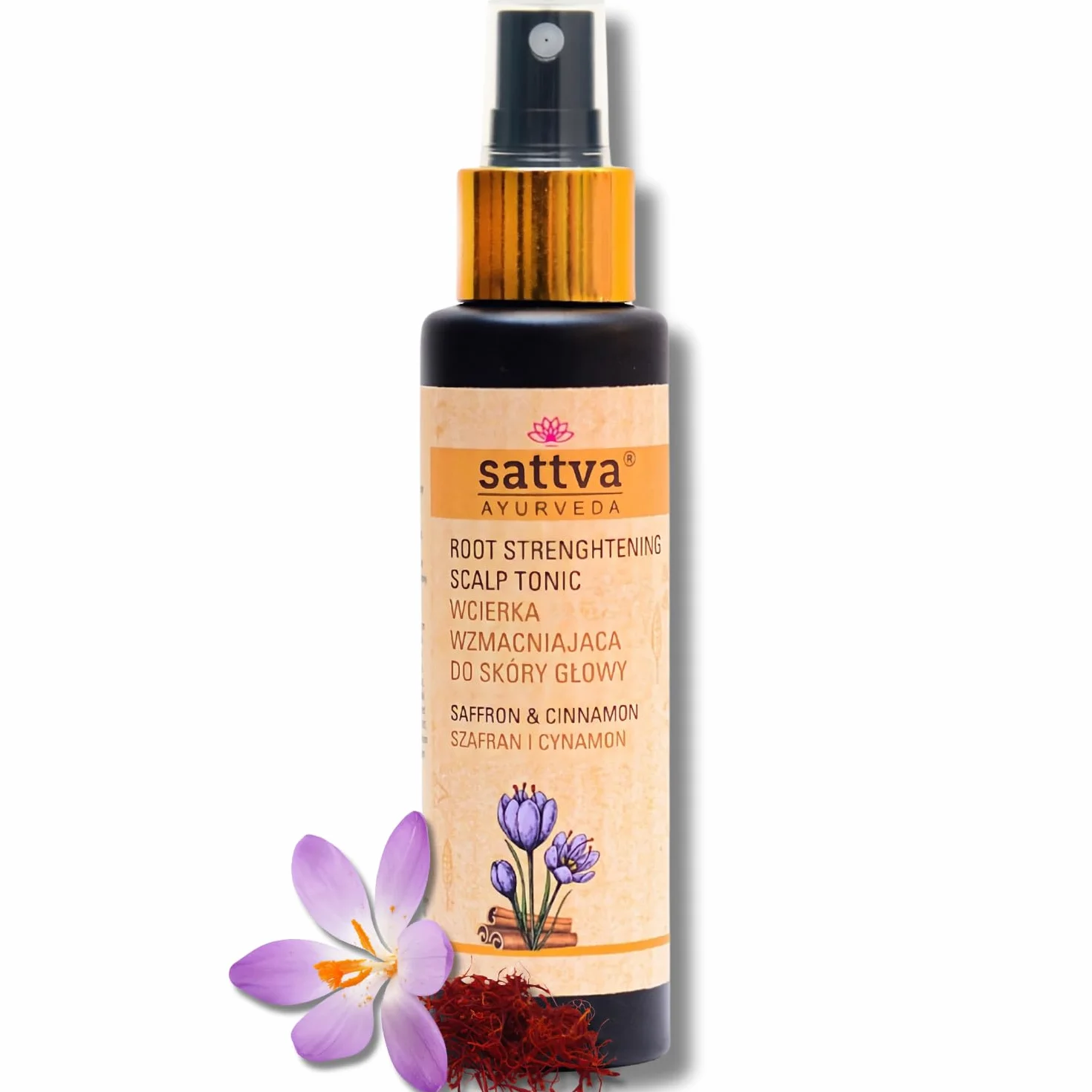Sattva Ayurveda - Wcierka wzmacniająca do skóry głowy - Tonik do włosów Szafran i Cynamon - 100 ml