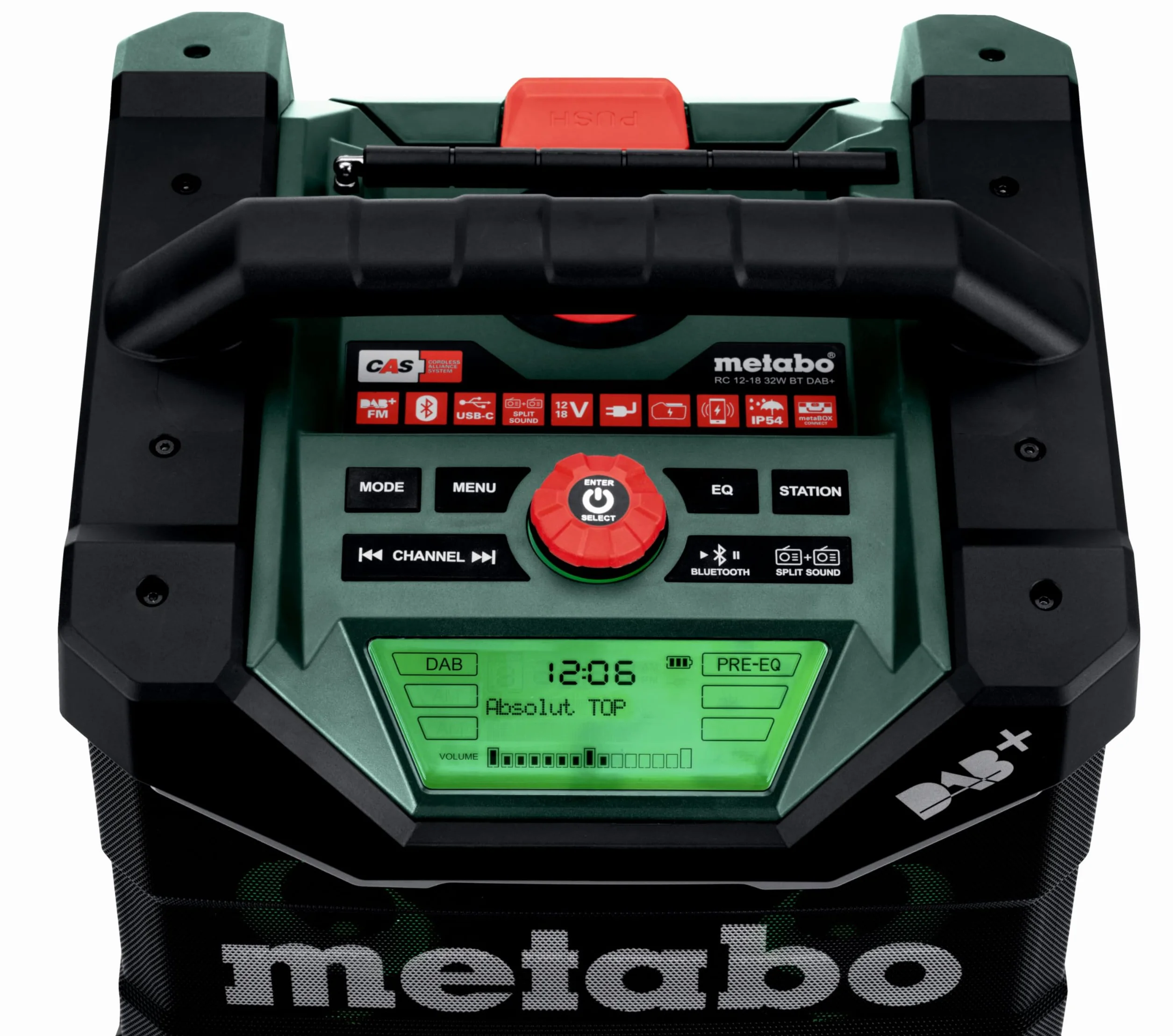 Metabo Radio budowlane RC 12-18 32 W BT DAB+, 18 V, z Bluetooth i AUX, klasa ochrony IP 54, radio 600779850