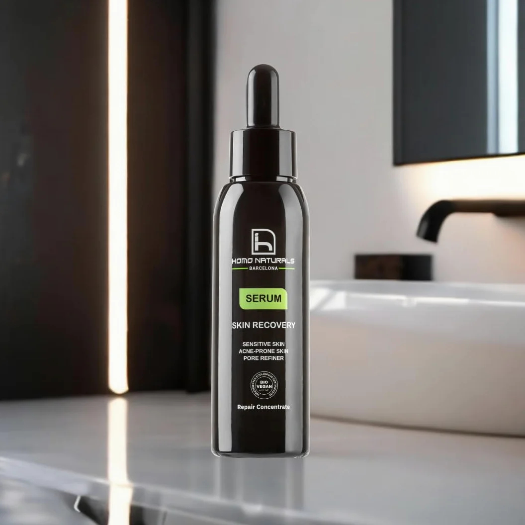 Homo Naturals serum do twarzy dla mężczyzn, przeciwstarzeniowe, do skóry wrażliwej, z kwasem hialuronowym, krem do twarzy przeciw trądzikowi, dla mężczyzn, przeciw starzeniu się i trądzikowi,