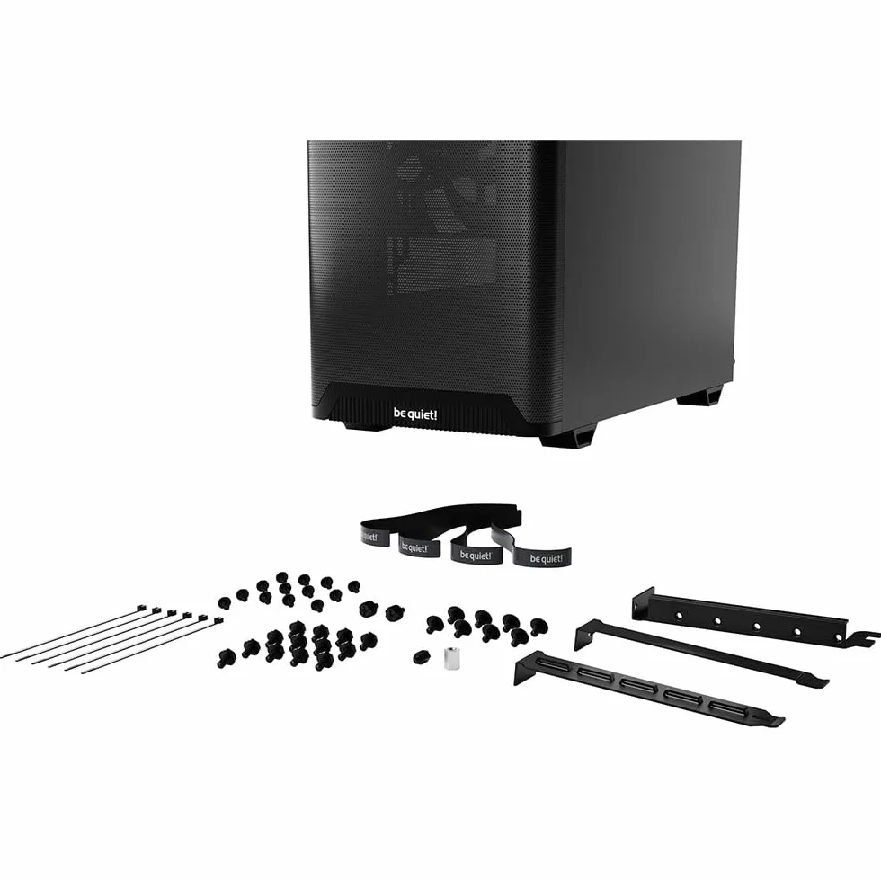 be quiet! Pure Base 501 Airflow Black obudowa PC, 2 fabrycznie zainstalowane wentylatory Pure Wings 3 140 mm PWM, wysokie ciśnienie statyczne, pojemna konstrukcja, kompaktowe wymiary, USB 3.2