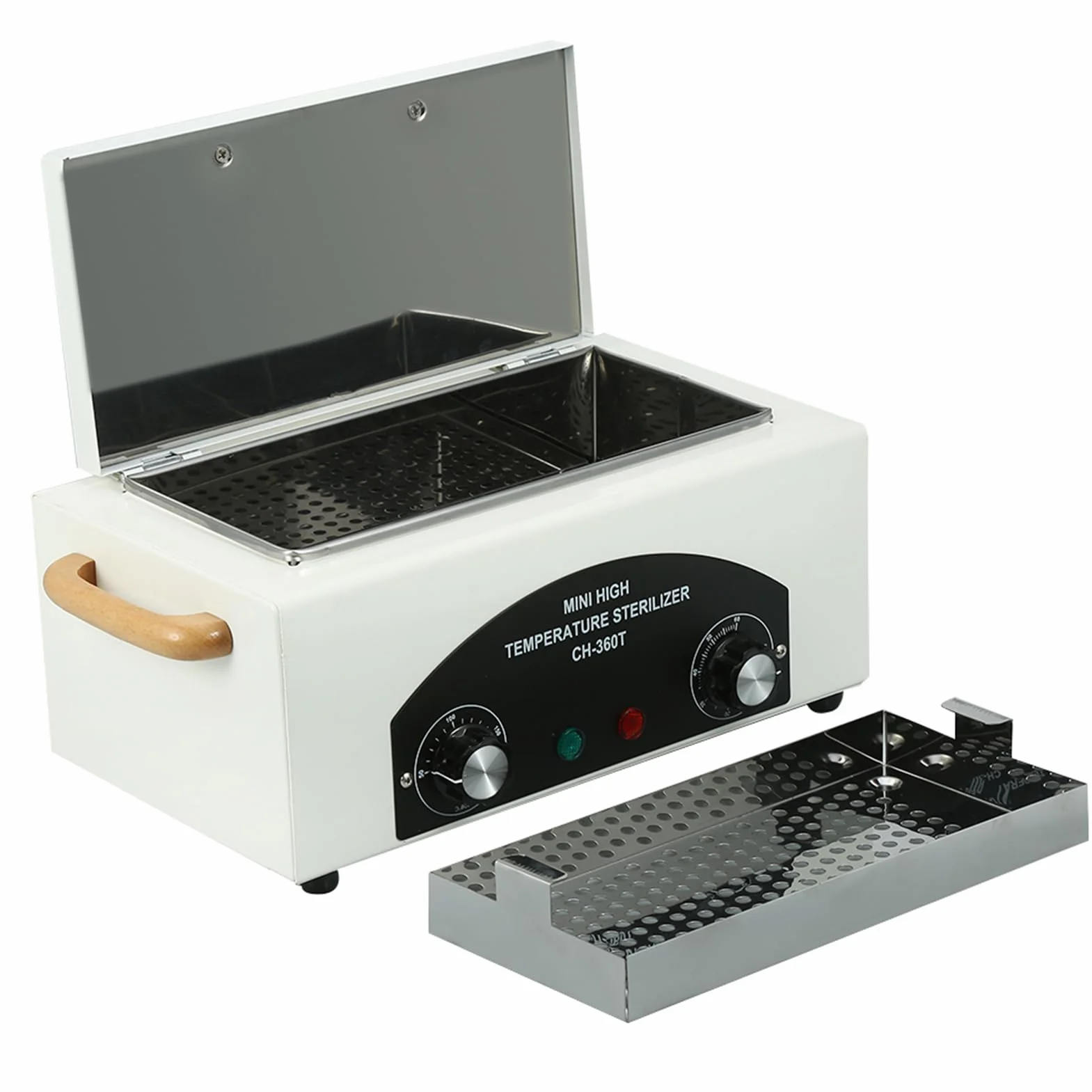 Sterylizator do paznokci, sterylizator do paznokci w temperaturze 200°C, sterylizator w wysokiej temperaturze, 300 W, małe sterylizatory z timerem i regulatorem temperatury, wskaźnik świetlny do