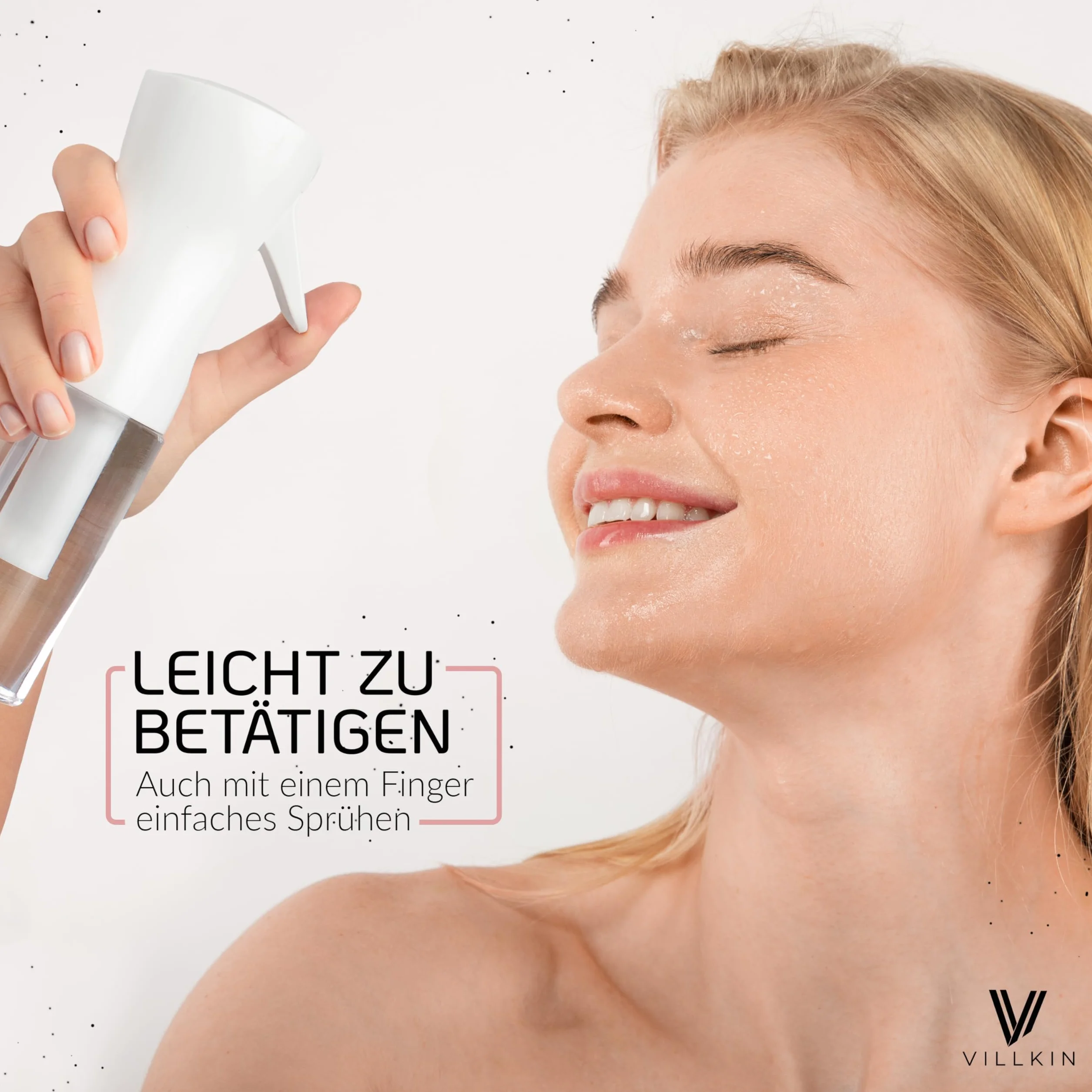Villkin Butelka z rozpylaczem, zestaw 2 sztuk, bardzo delikatna mgiełka z pojemnikiem 200 ml, idealna do prasowania lub dla fryzjerów (2 sztuki, biały/przezroczysty)