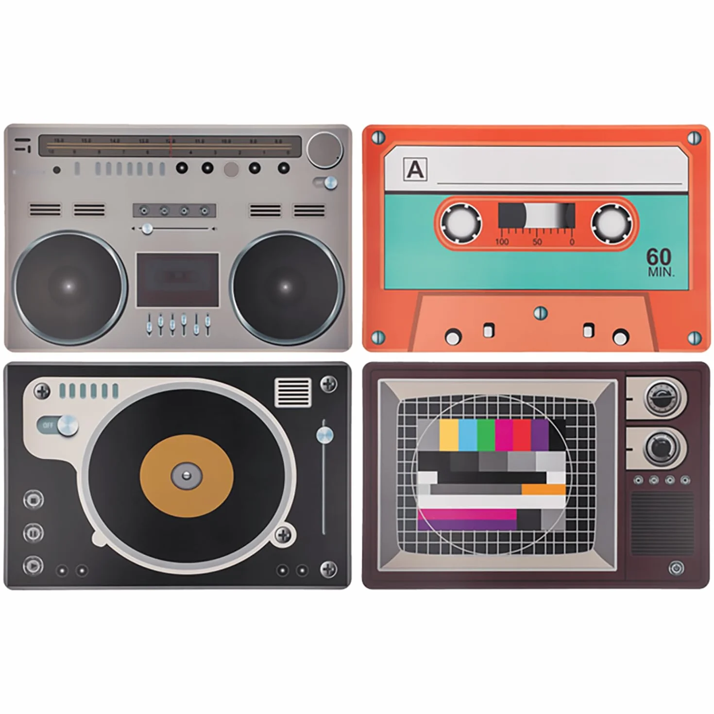 Out Of The Podkładka, 4 szt., polipropylenowe, nostalgiczne elementy, Hi-Fi, radio, kaseta, telewizyjne wzory