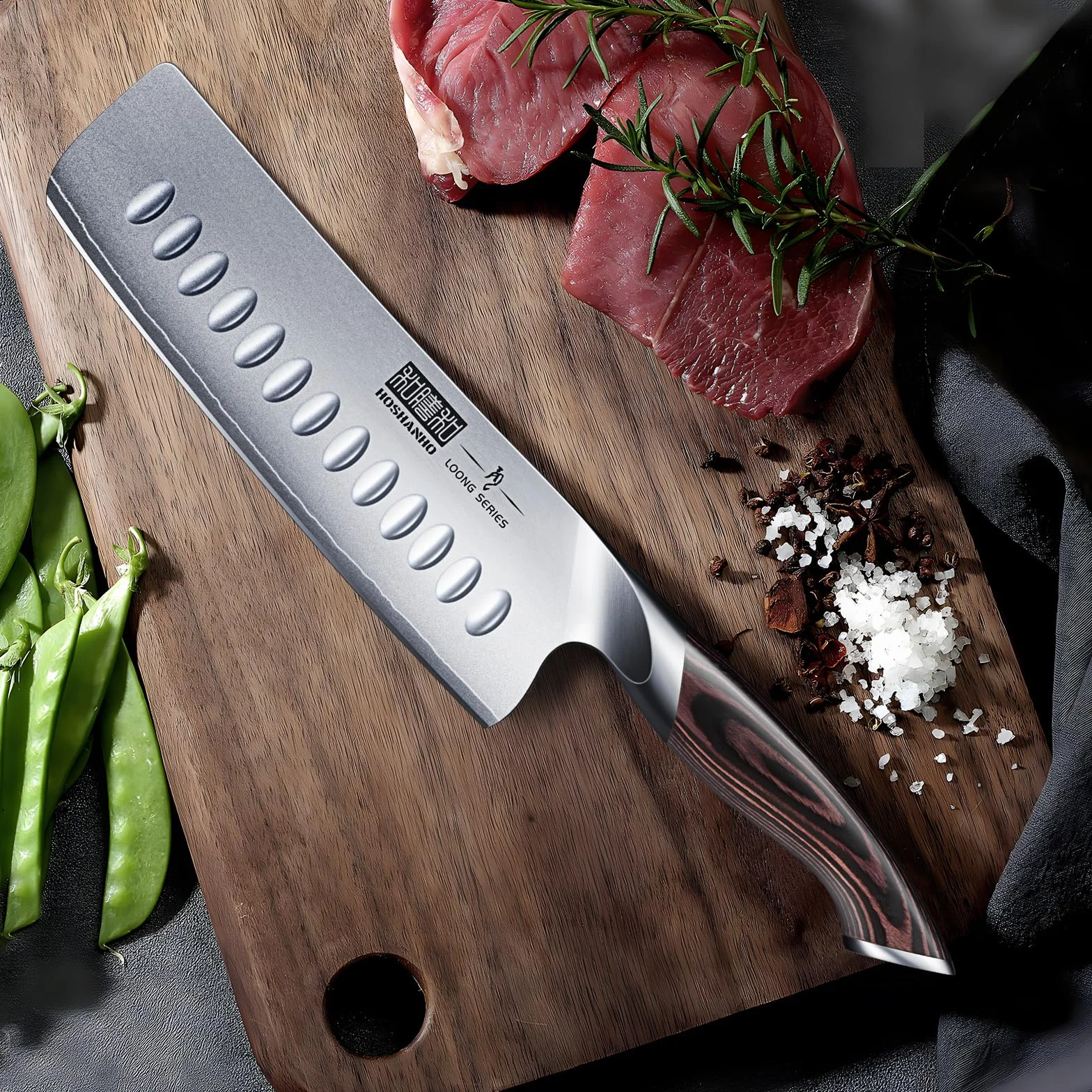 HOSHANHO Nóż Nakiri 18 cm, japoński nóż kuchenny AUS-10 ze stali nierdzewnej wysokowęglowej, uniwersalny nóż kuchenny do mięsa i warzyw z ergonomicznym uchwytem firmy Pakkawood