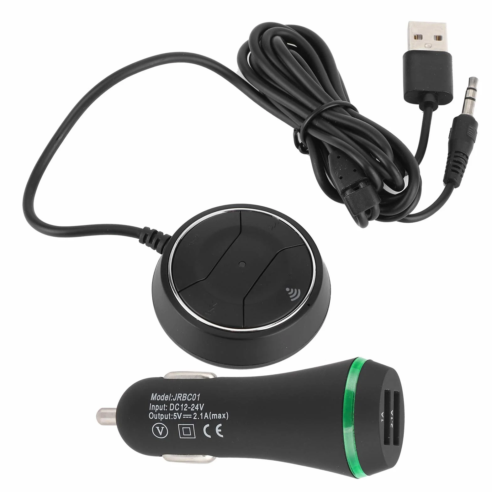 Zestaw samochodowy Bluetooth Yctze, bezprzewodowy zestaw samochodowy Bluetooth V4.0 12 V-24 V NFC Odbiornik muzyczny bez użycia rąk Odtwarzacz 3,5 mm Port Aux (czarny)