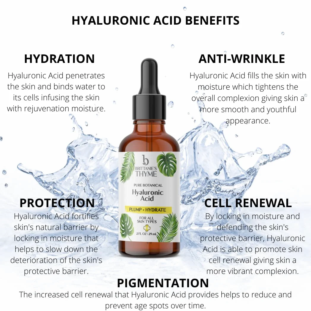 Hyaluronic Acid - Luksusowa formuła wykonana z naturalnych składników organicznych. Anty Aging Serum Boosts Hydration dla Ciepłej Dostarczanej Skóry All Day