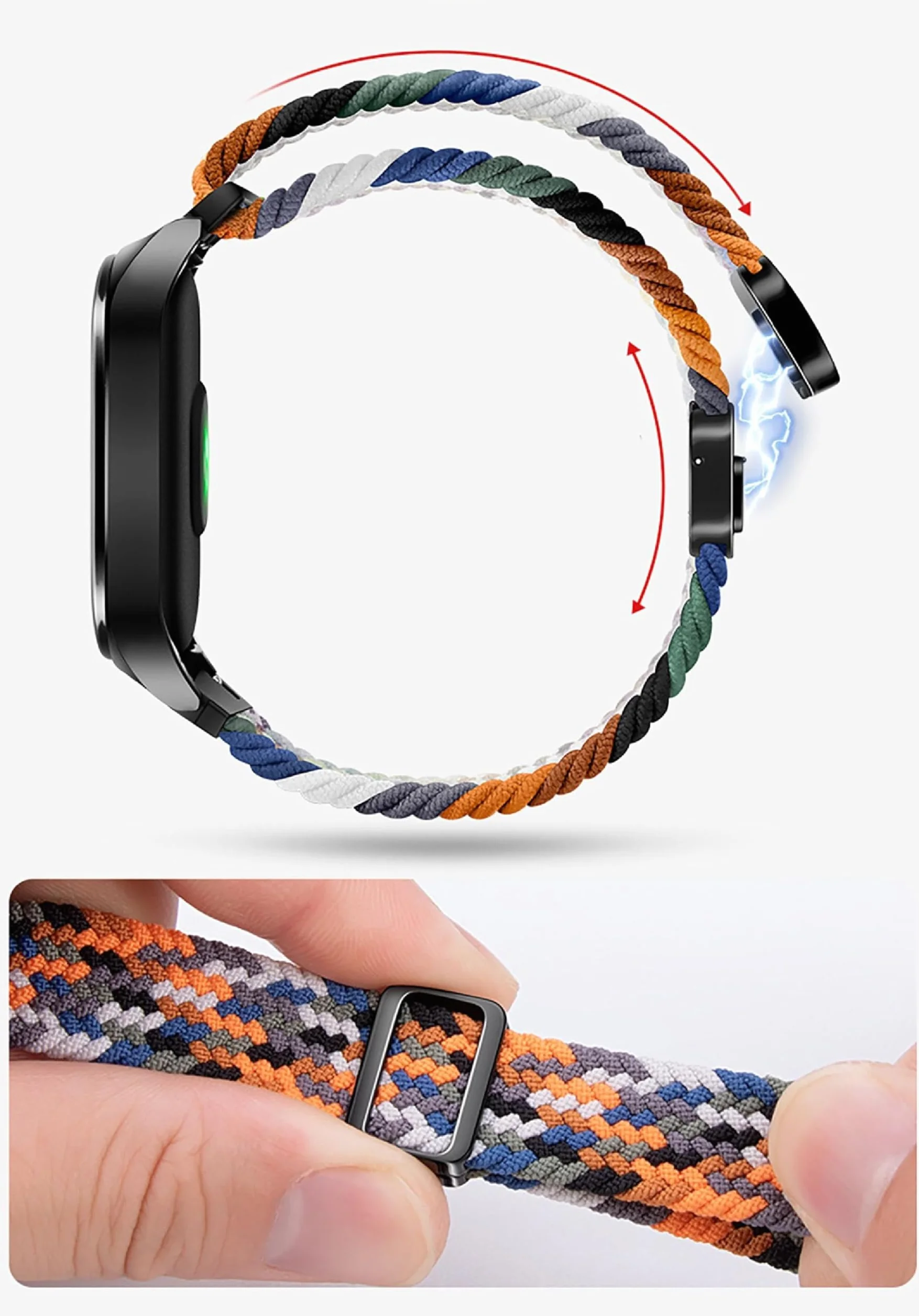 GIOPUEY Elastyczny pleciony pas z nylonu kompatybilny z Garmin Lily 2 [Unisex] - Fioletowy