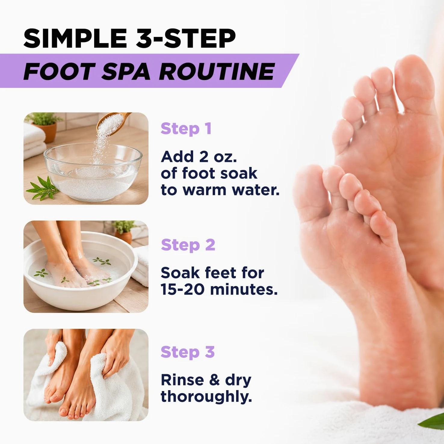 Soothing Lavender Foot Soak with Epsom Salt - Best Toenail Treatment & Softens Calluses - Soothes Sore & Tired Feet, Foot Odor Scent, Spa Pedicure - Wyprodukowano w USA - 2 sztuki
