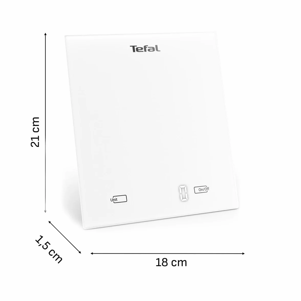 Tefal Essential waga kuchenna 5 kg BC5504V0, jednostki g/kg/ml lb/oz, funkcja tary, biała